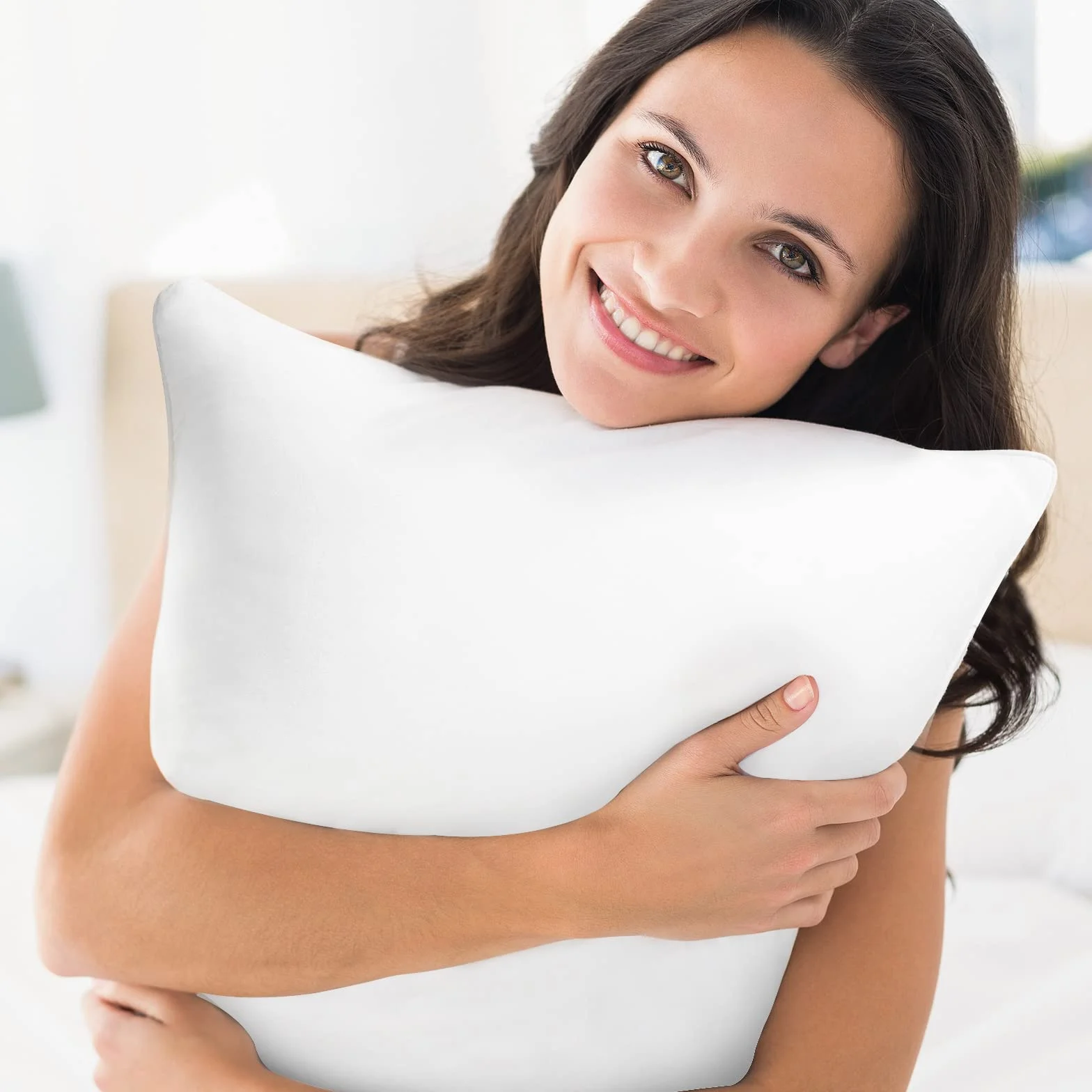 Set di 2 Inserti per Cuscini Decorativi Impermeabili Bianchi 65x65 cm