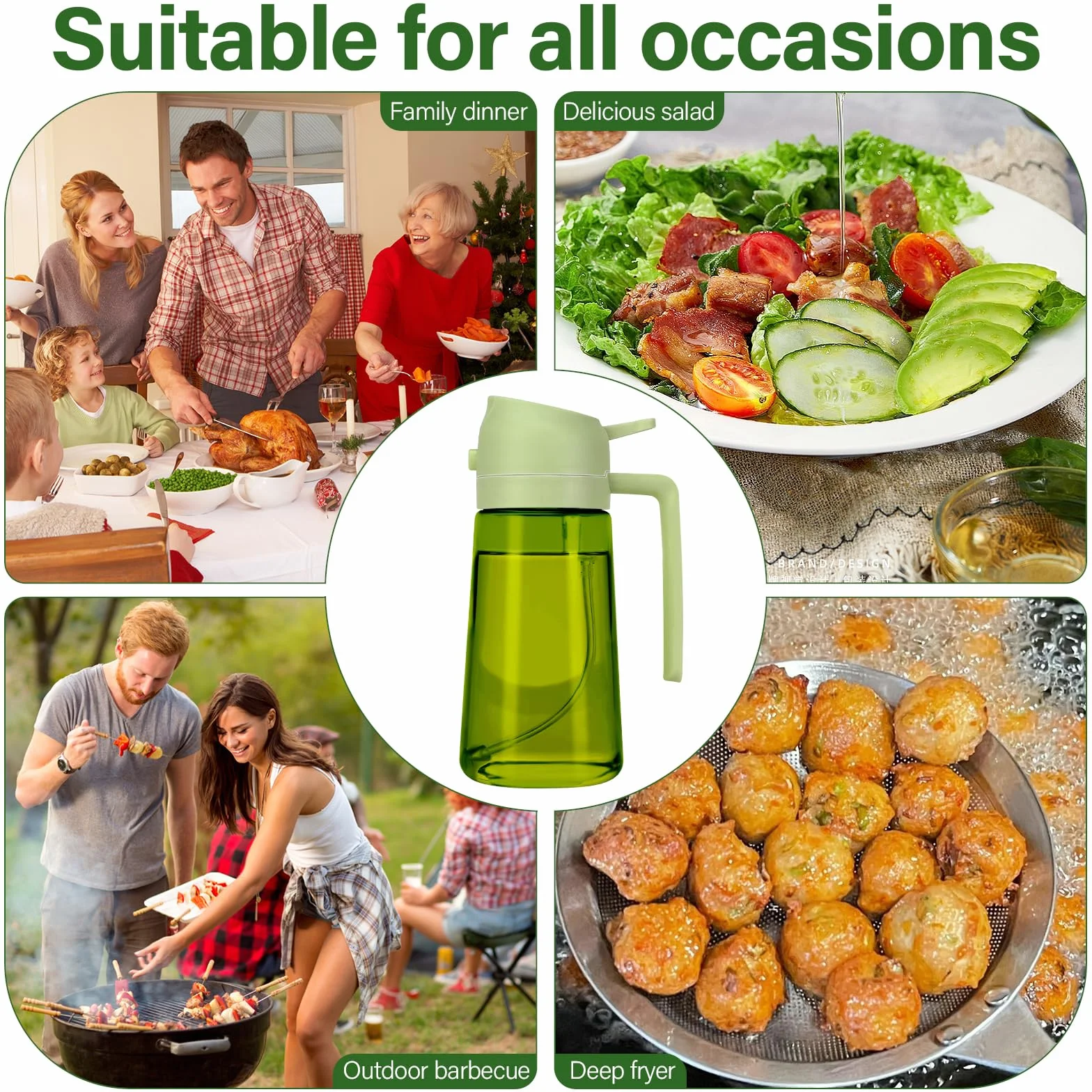 Spruzzatore di olio 2 in 1 per cucina 470 ml con blocco
