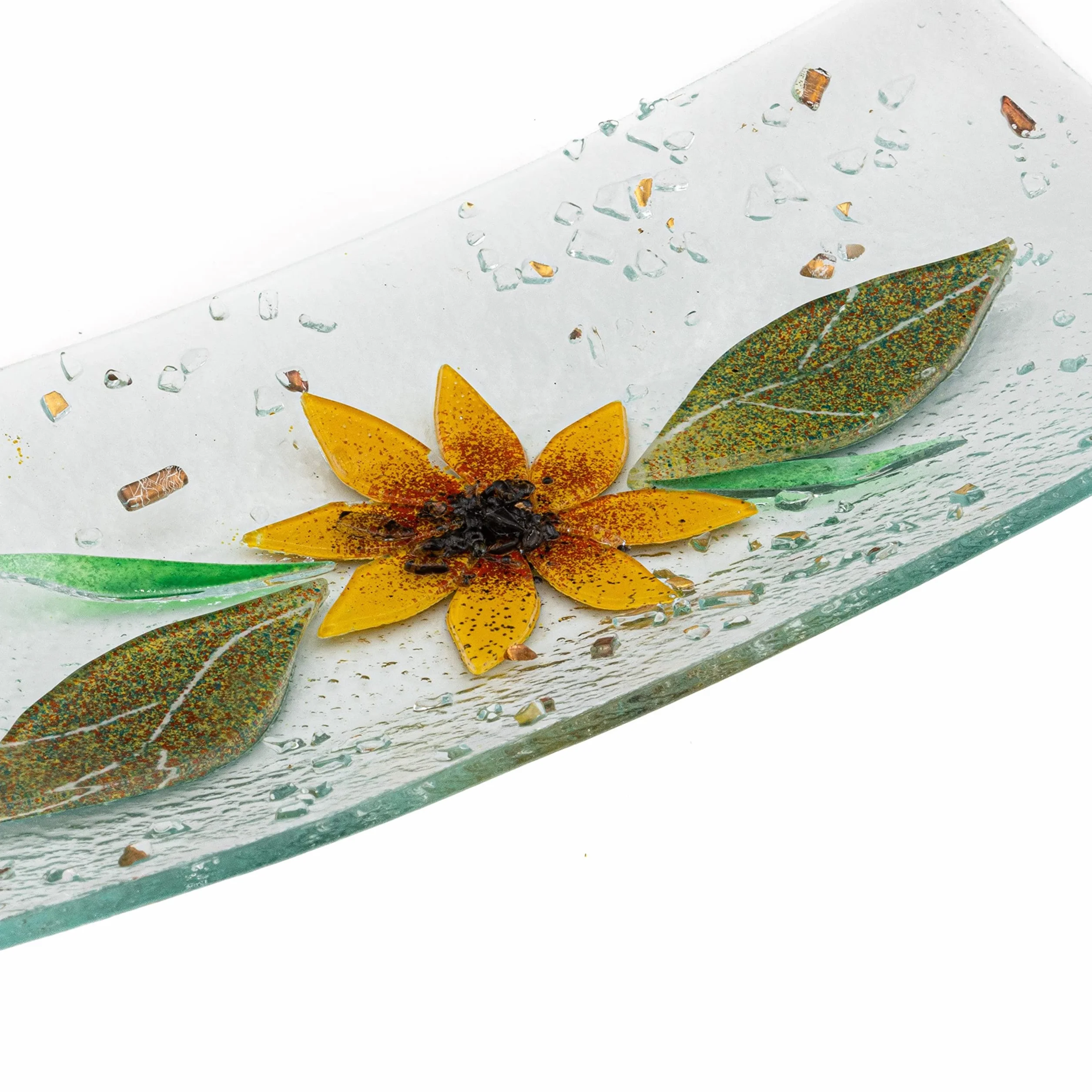 Sospiri Venezia Svuotatasca Piatto Soprammobile Decoro Floreale Vetro Murano Centrotavola Arredo Casa Idea Regalo Realizzato a Mano Made Italy (cm 30 X13 Rettangolare)