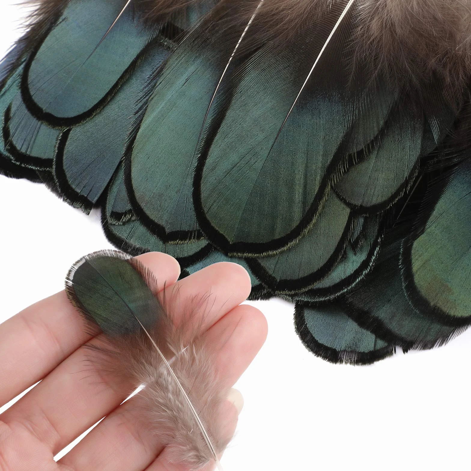 180 Pezzi Piume Decorative Artigianali per Acchiappasogni DIY, Orecchini, Ali - Verde Blu Marrone