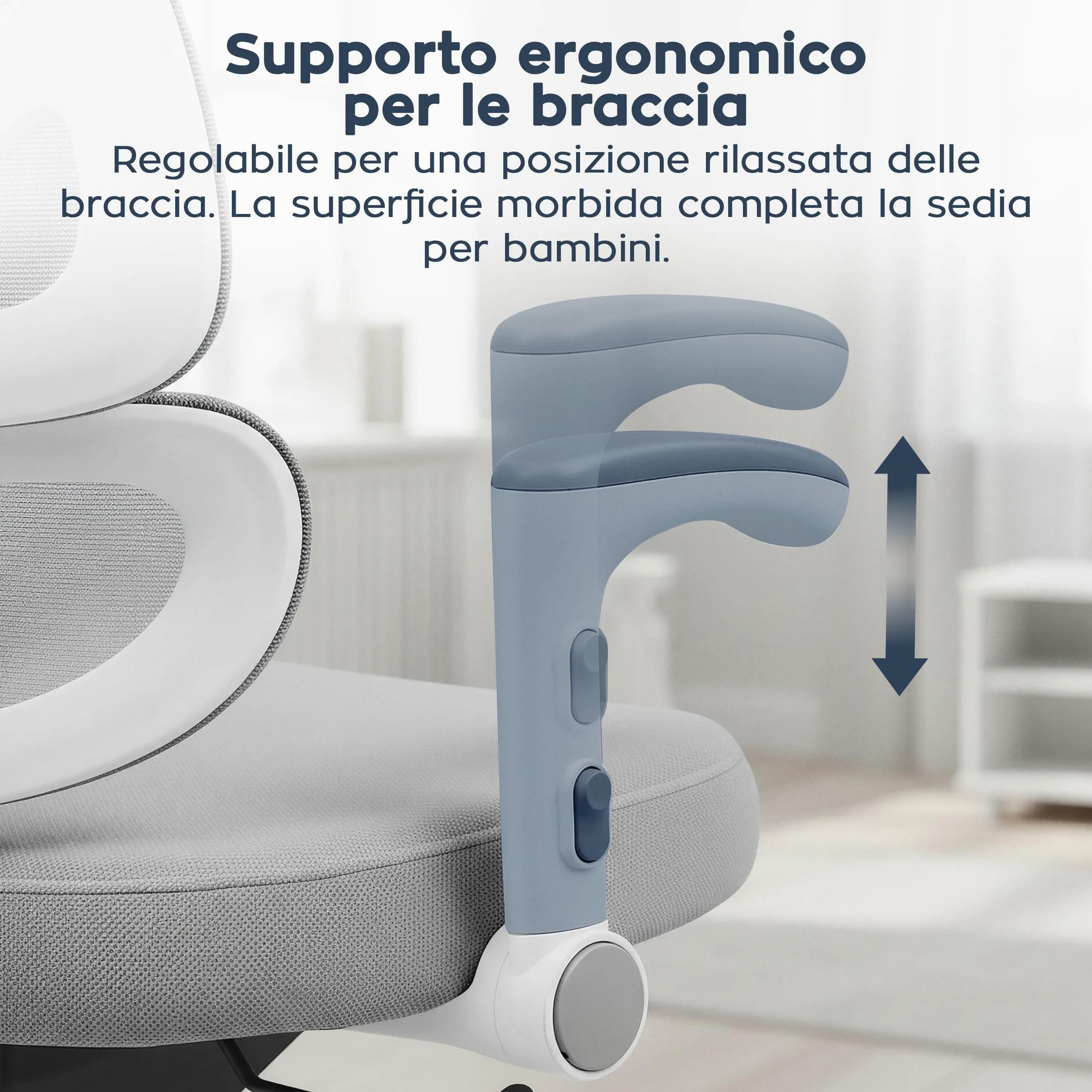MARK ADLER Junior 5.3 – Supporta la postura durante studio e compiti – Ideale per cameretta bambini e ragazzi – Cresce con il bambino fino a 175 cm – Stabilità e comfort quotidiano – Grigo
