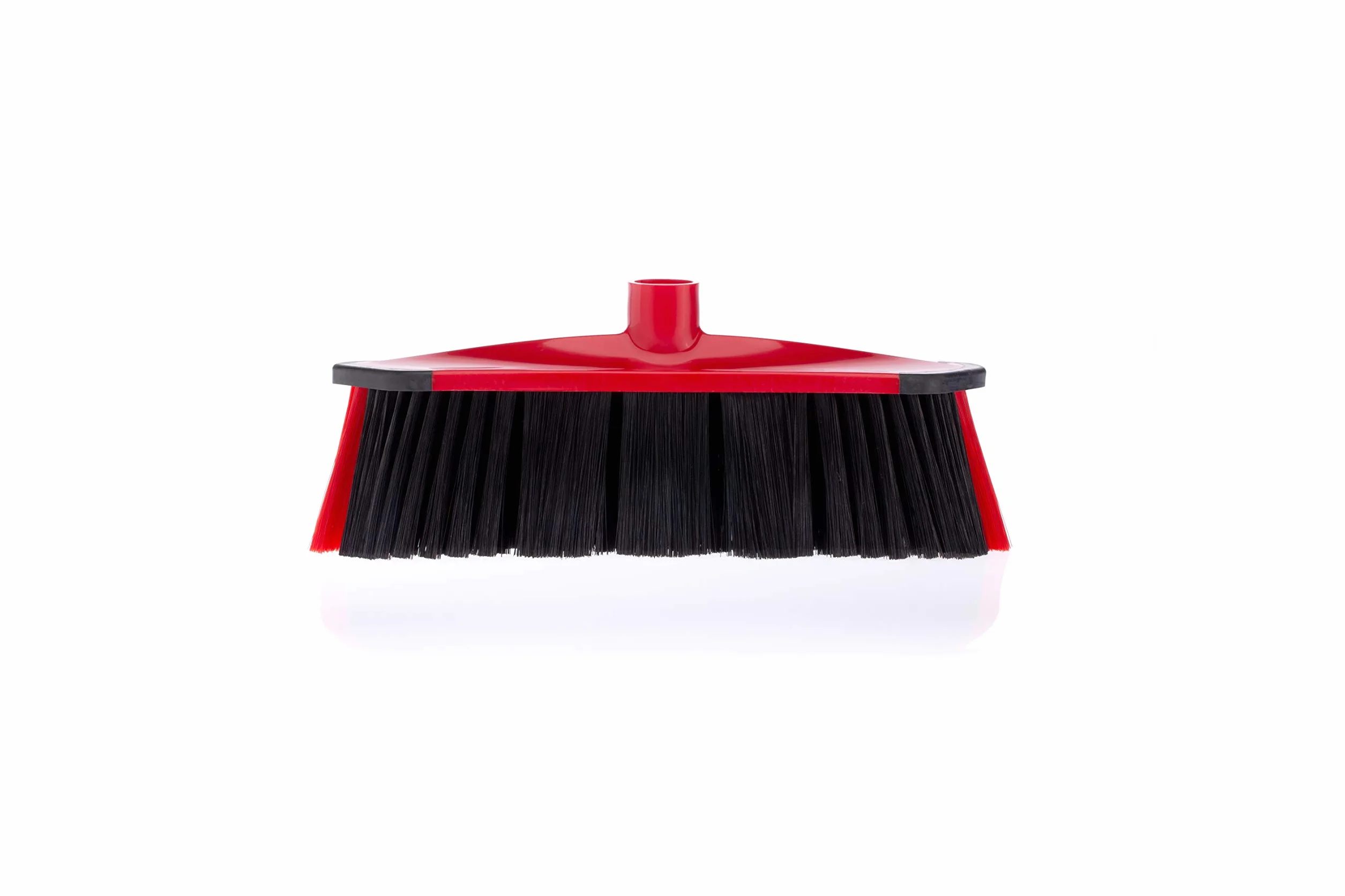 Vileda 3Action Scopa per Interni, 3 Diverse Setole, Cattura polvere, Morbida, Angoli, Rosso/Grigio, 28 x 14 x 4 cm