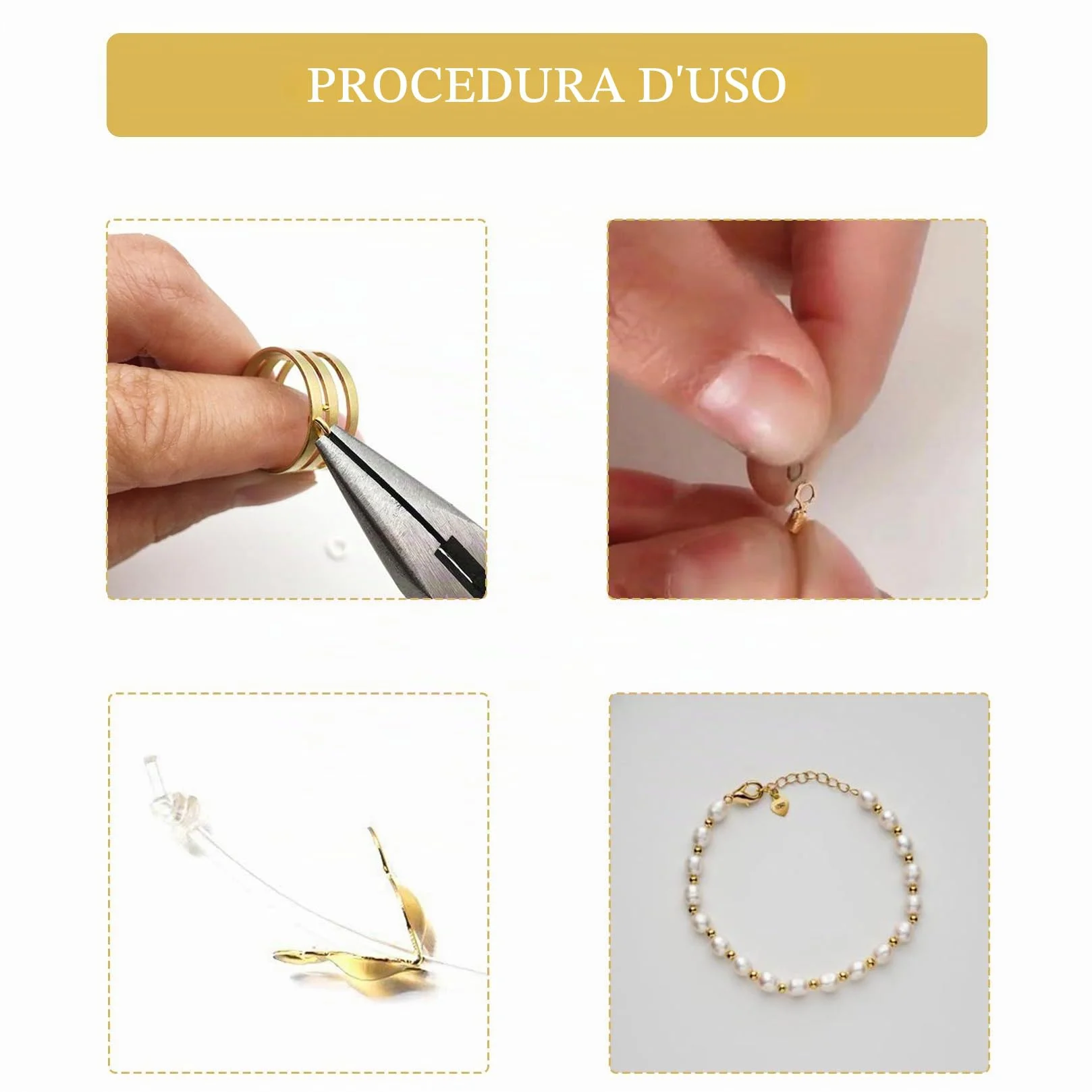 Chiusure Per Braccialetti, 463x Ganci Per Braccialetti fai da te, Kit Accessori Chiusura, Fermagli Chiusura per Collana Gioielli, Oro/Argento
