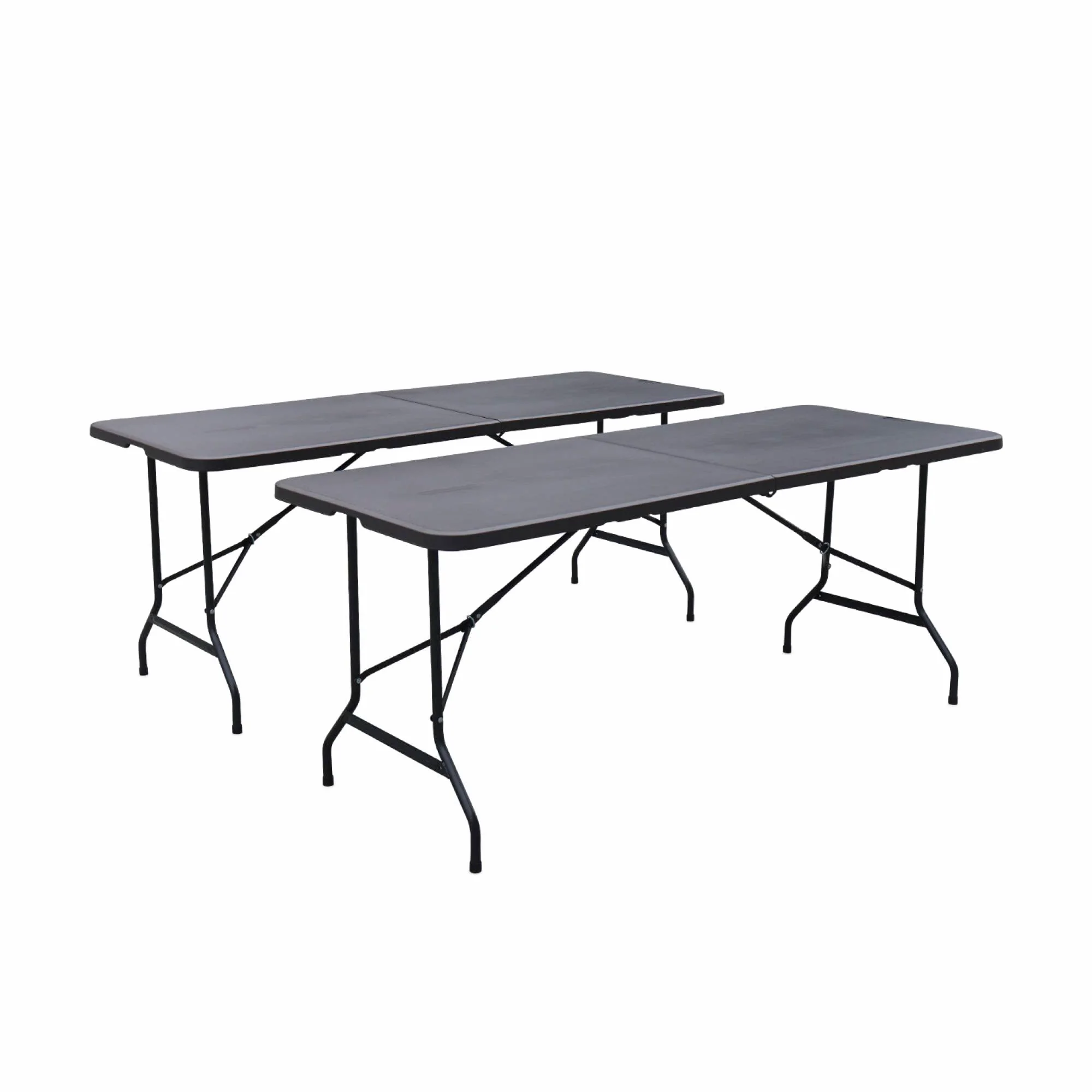 Set di 2 tavoli da ricevimento Pieghevoli in plastica, Fiesta x2, Grigio Scuro, 180x69.5x73.5 cm