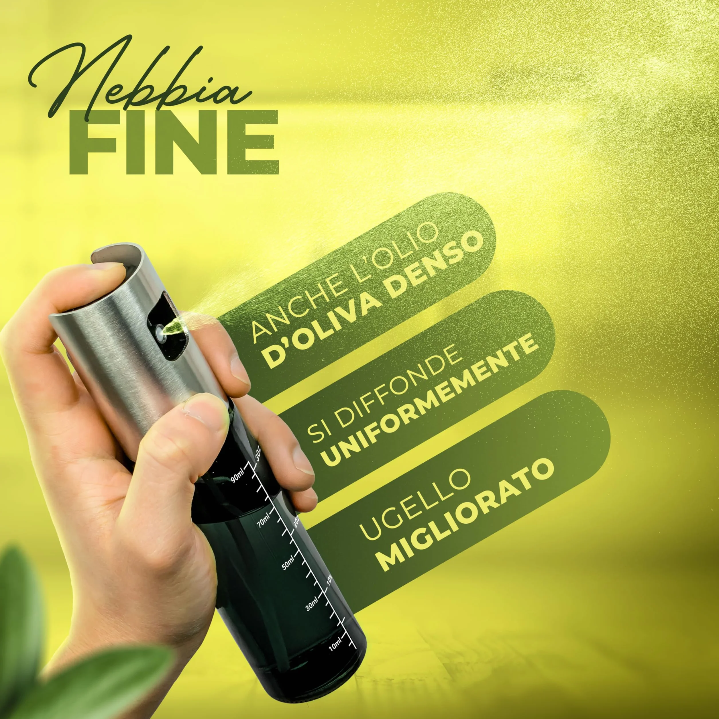 Spruzzatore per olio in vetro verde con protezione UV e rivestimento in acciaio inossidabile 100% senza BPA