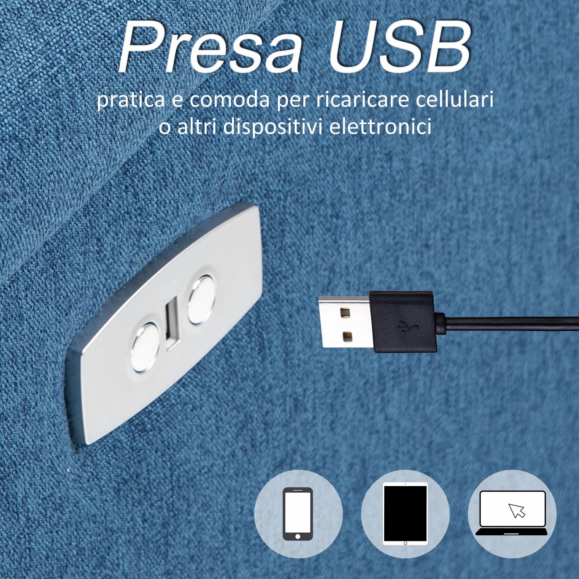 HOMCOM Poltrona Relax Elettrica con Poggiapiedi e Presa USB, Poltrona Reclinabile Elettrica 160° in Tessuto effetto Lino, Legno di Pioppo per Soggiorno, Salotto e Camera da Letto, Blu