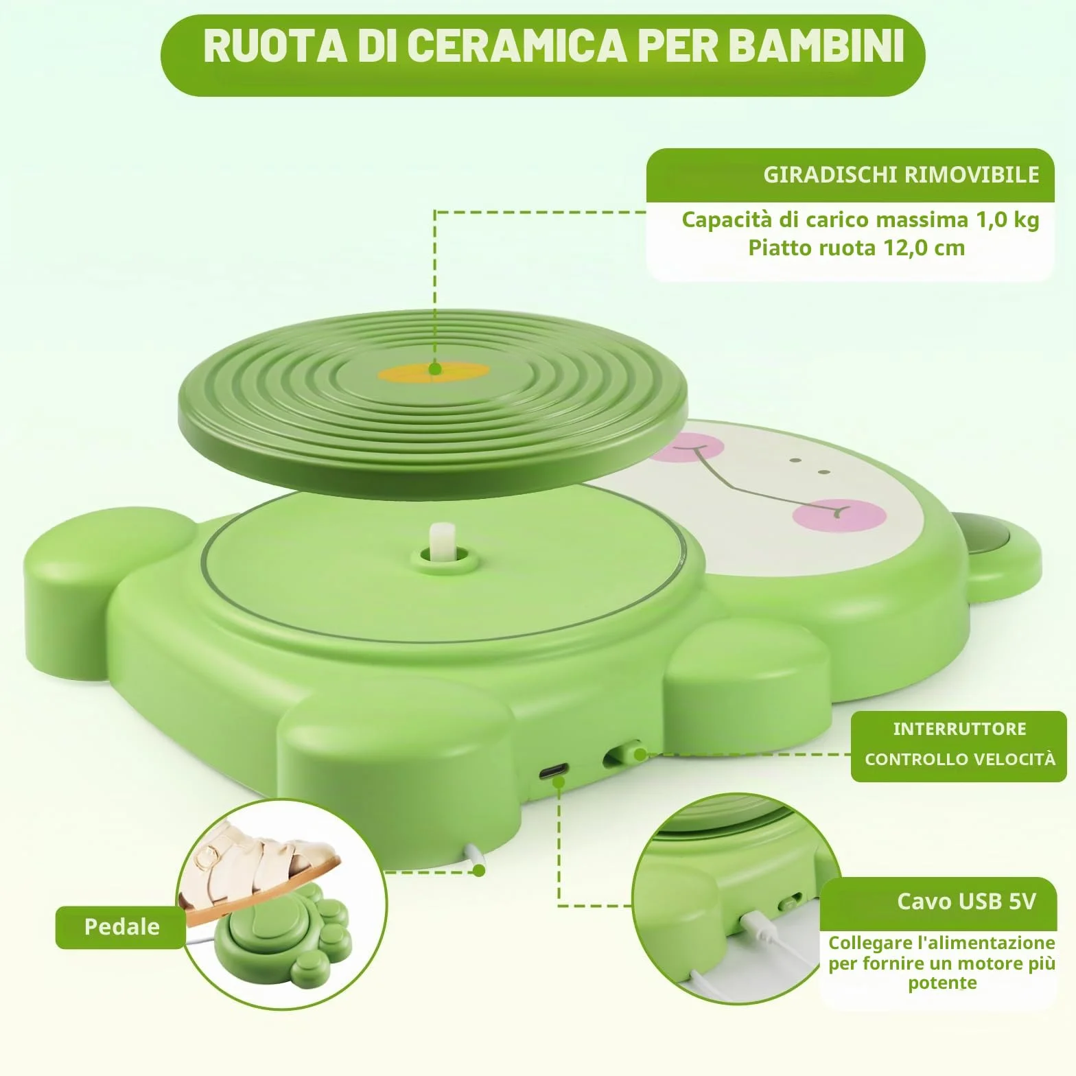 MYDOVA Kit completo di pittura in ceramica per bambini da 6 a 12 anni con 3 argille