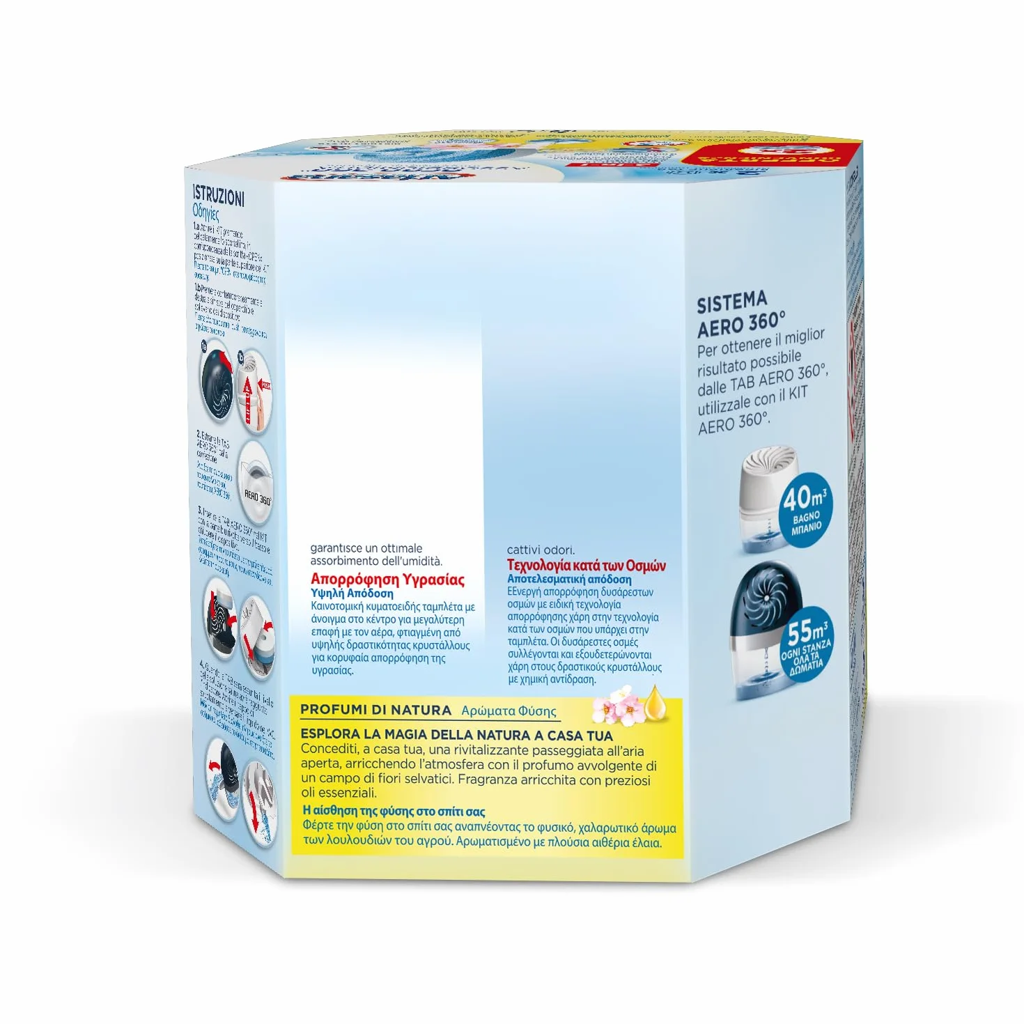 Ariasana Tab Fiori di Campo Bipack 2x450g, Ariasana Aero 360 Ricarica Antiumidità, Cattura umidità dal Profumo Floreale, Ricarica Aero 360 Tab a Lunga Durata, 1 Confezione da 2 Tab