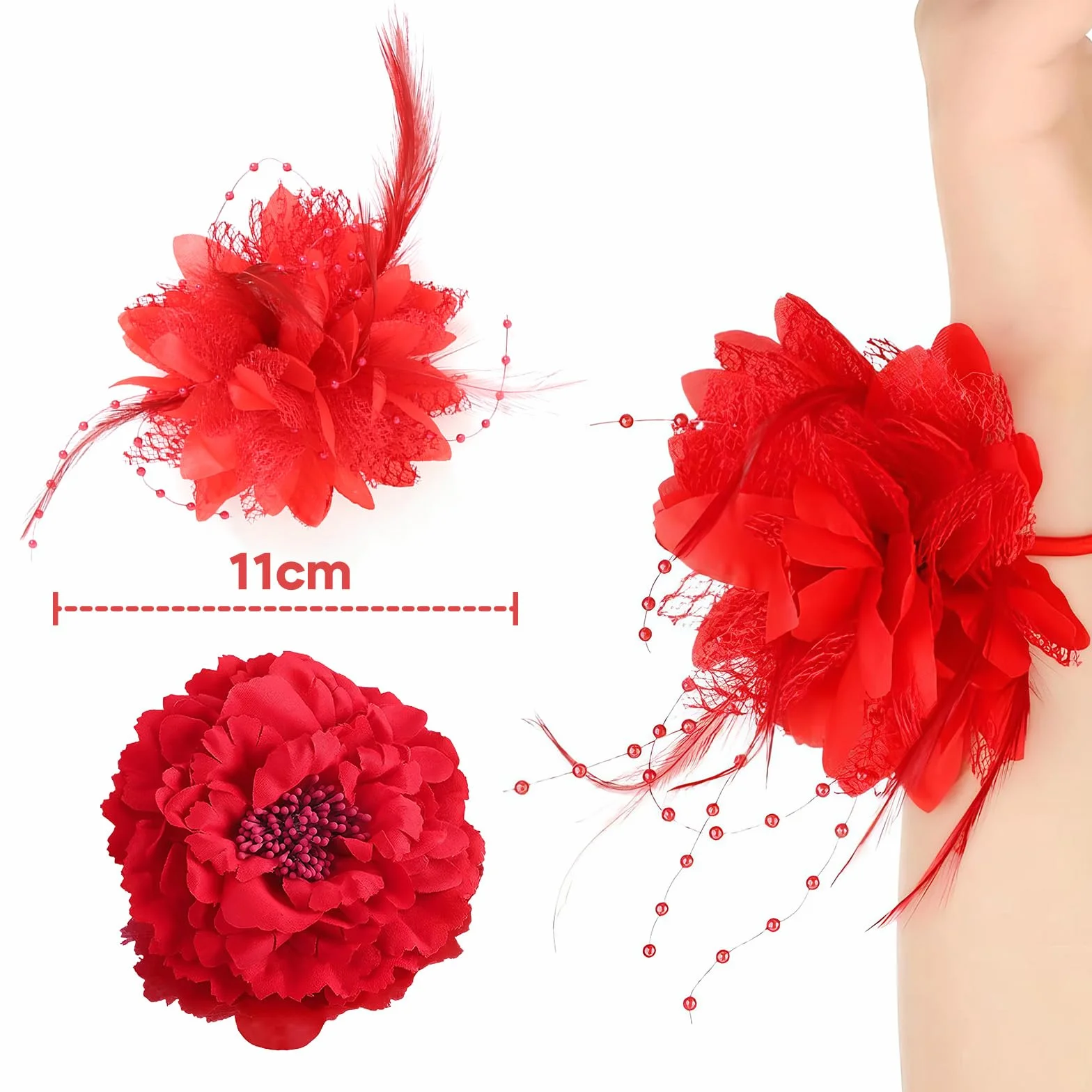 Fiore Spilla Testa Ornamento, Sposa Donne, Rosa Fiore Accessori per Capelli, Clip di Capelli da Sposa, Ballerina di Flamenco, Flamenco Vestito