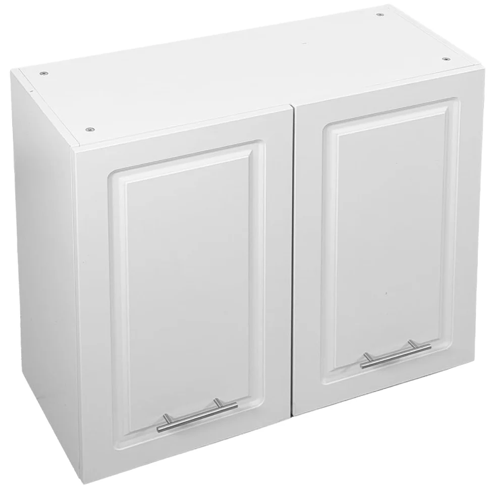 Shally Dogan Pensile da Cucina a Parete Design Boiserie, Armadio Sospeso in Legno con Doppia Anta, 1 Ripiano e 2 Scomparti, Armadietto a Muro Spazioso Resistente, 80 x 32 x 72H cm (Bianco)