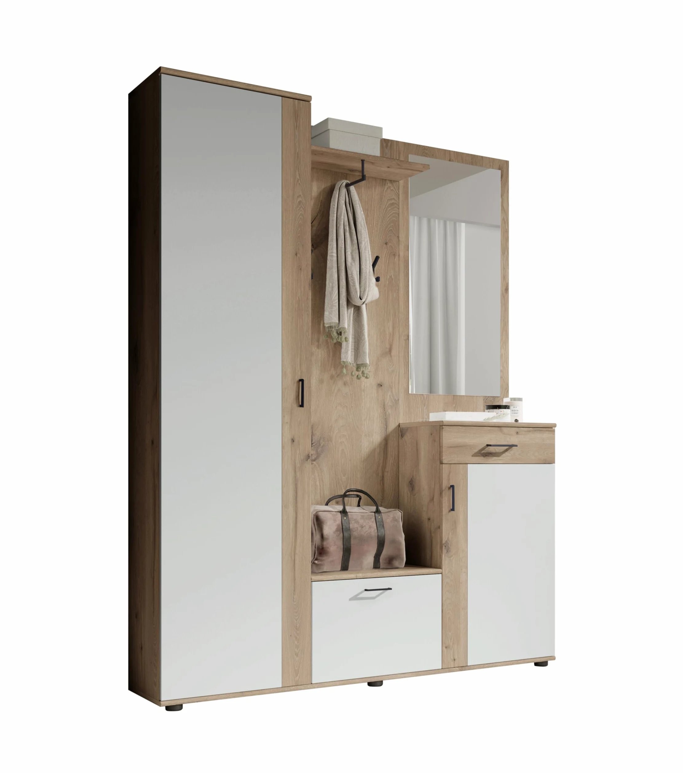 AVANTI TRENDSTORE - Pit - Armadio da ingresso in legno laminato con specchio incluso, disponibile in tre colorazioni. Dimensioni: LAP 145x188x30 cm