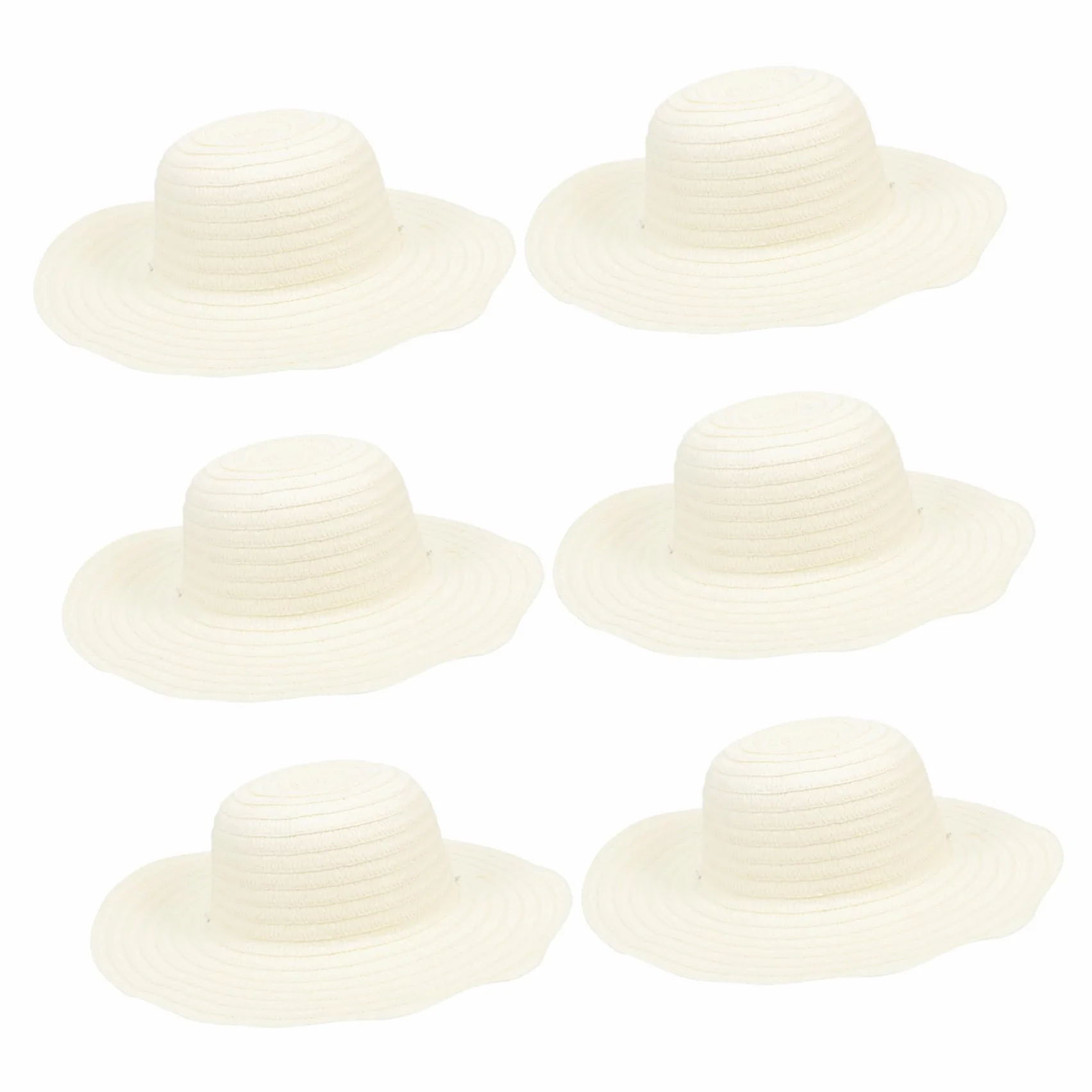 COHEALI Set 6 Cappelli di Paglia Beige per Ragazzo Ragazza, Design Bianco Vuoto, Leggeri e Adatti al Fai da Te, per Attività Creative di Graffiti