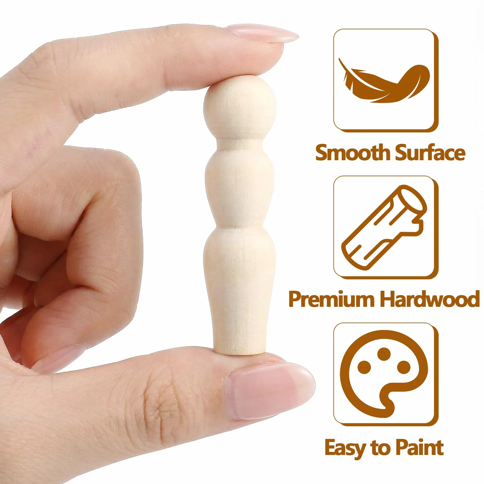 Per Peg Doll Legno da Dipingere, PUYUKO 40 Pezzi Bambola Piolo di Legno 5 Forme 30-60 mm, Figure Familiari da Dipingere per Lavori Fai da Te Creazioni Artistiche e Painted