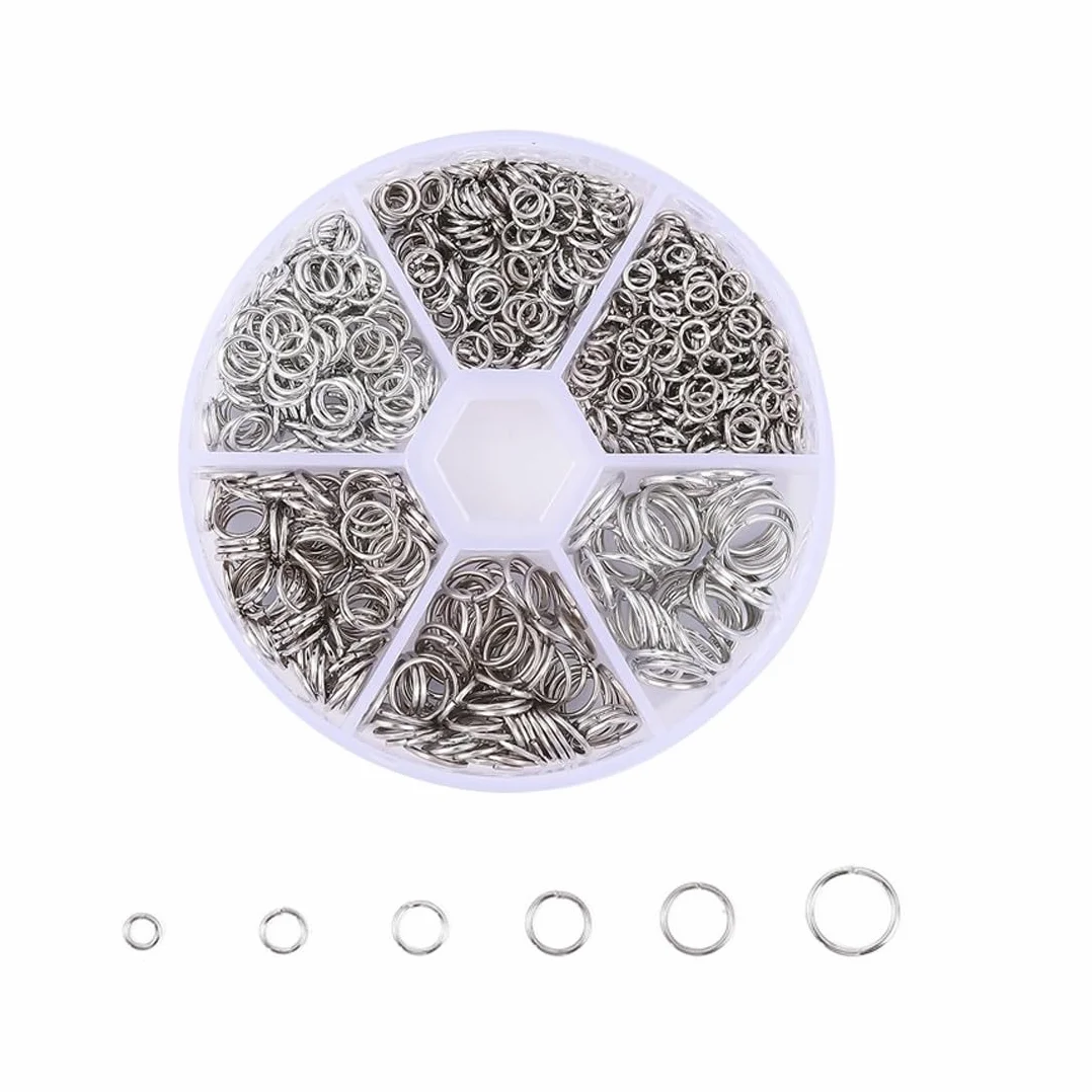 880Pz Anelli Aperti di Salto, 4mm 5mm 6mm 7mm 8mm 10mm, Anelli Aperti di Doppio Cerchio, Anellini per Portachiavi, Rotondo Connettori Anelli per Fai da Te Collane Braccialetti Gioielli, B