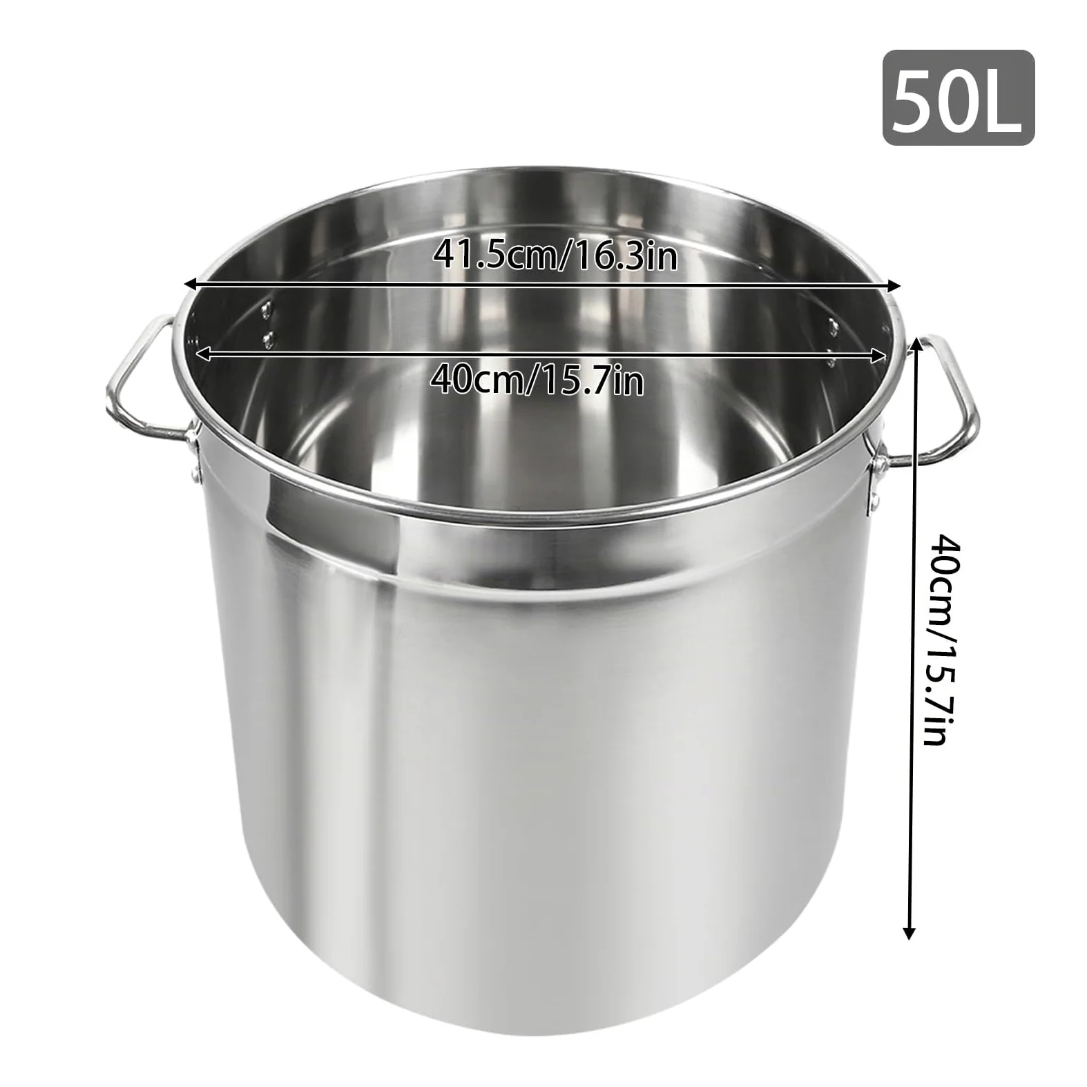 Pentola da 50 litri per gastronomia, in acciaio inox, con coperchio per fornelli a gas elettrici, a induzione