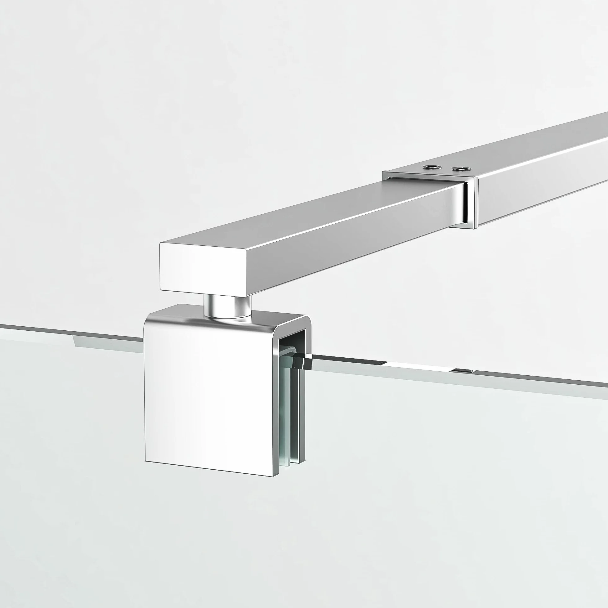 Asta di stabilizzazione, asta telescopica regolabile, 73 – 123 cm, utilizzata per la parete della doccia, in vetro, spessore del vetro: 8 mm – 10 mm, asta di supporto quadrata, colore argento