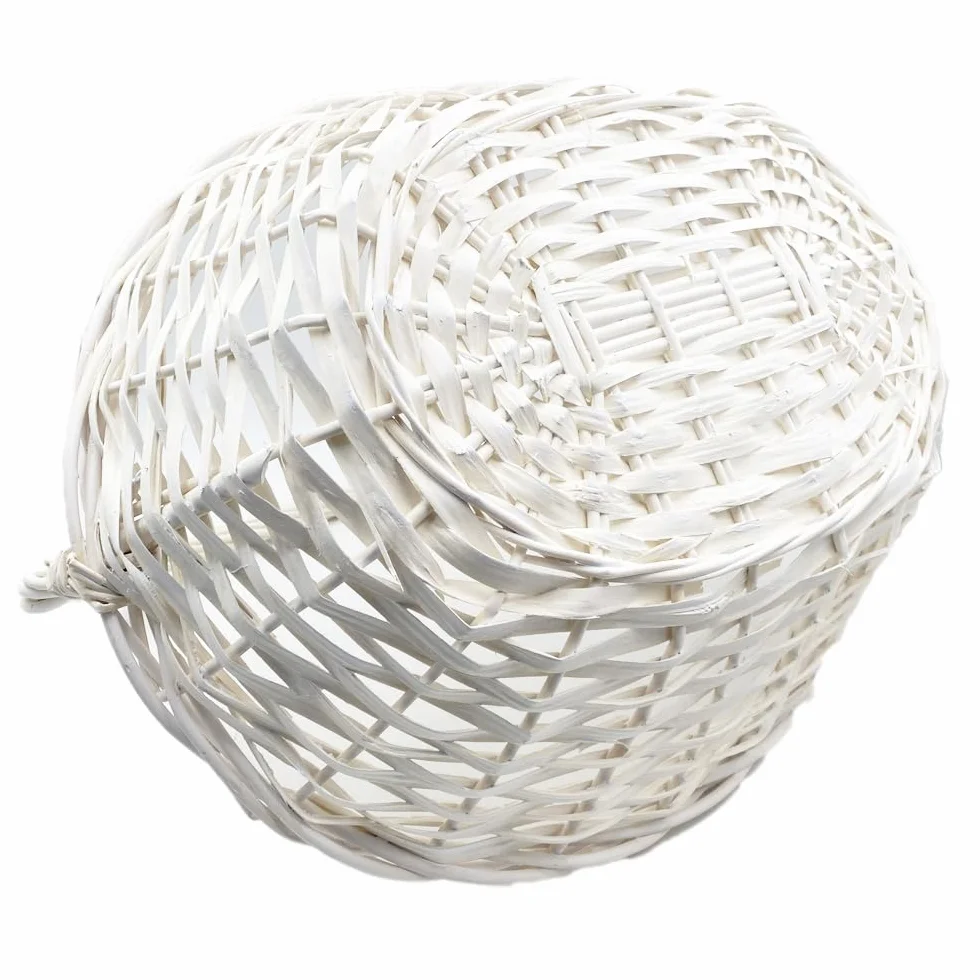 Cesti in Vimini Bianchi Set 2 Pezzi 47x38x39 cm e 54x47x44 cm con Manico Cestini Portaoggetti
