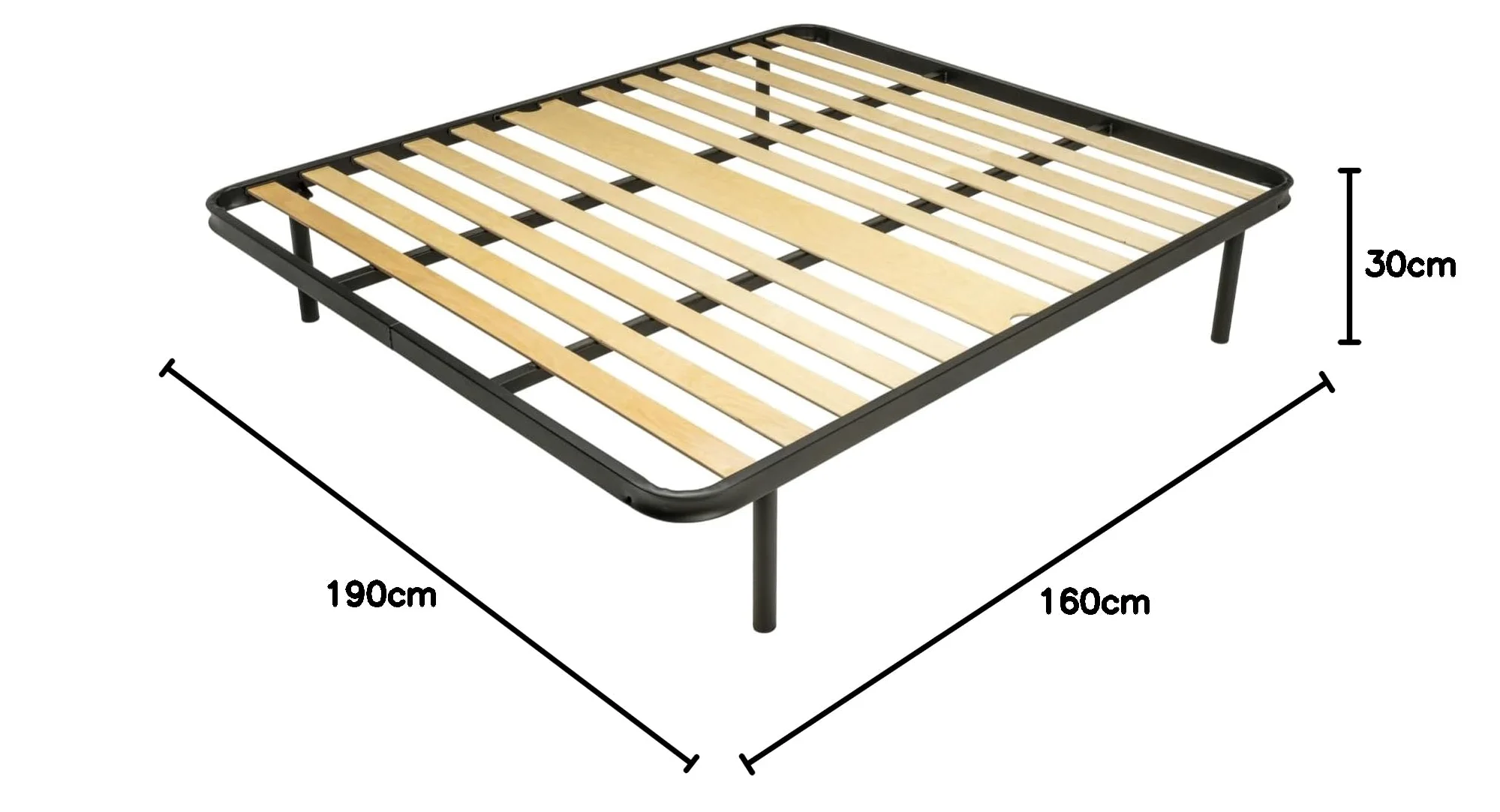 Win Bed - IDEALE - RETE MATRIMONIALE 160x190 Ortopedica a Doghe in Legno – Telaio in Acciaio Rinforzato con Piedi Antiscivolo Smontabili