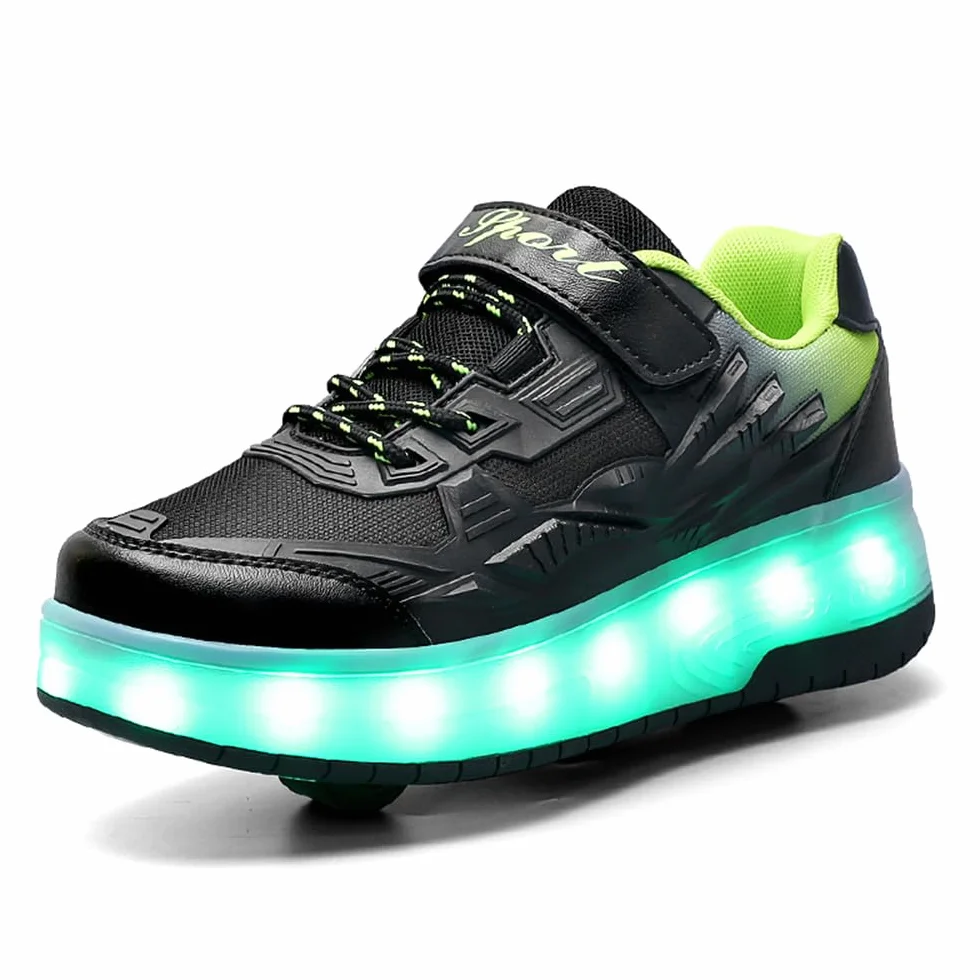 Scarpe con Rotelle Bambina Bambino Sportive Skateboard Sneakers Rotelle a Scomparsa 29-41 EU