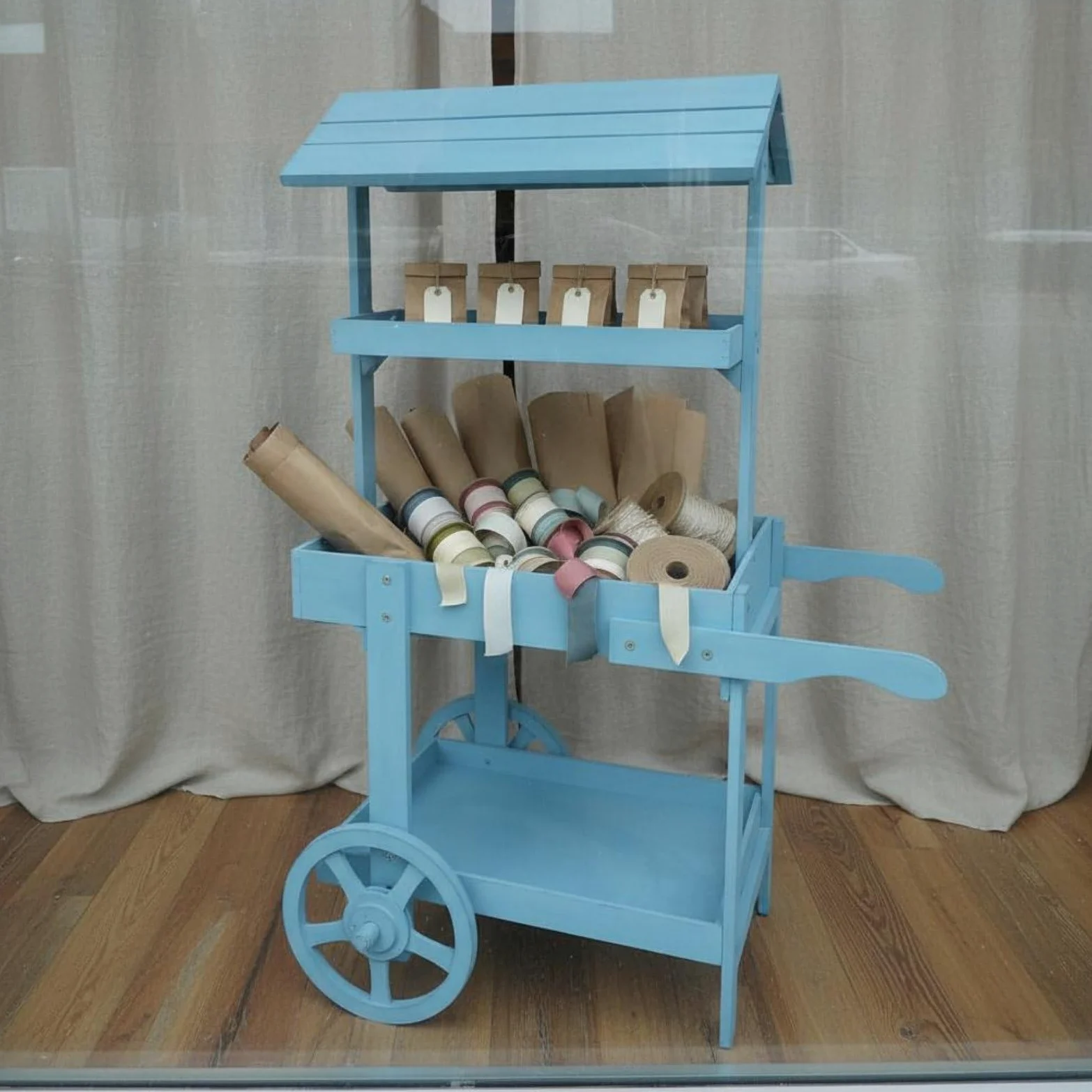 Carrello Espositivo Vintage Carrello Fioriera Scaffale Porta Piante Carrello Pieghevole Carrello in Legno Robusto Texture Rustica per Oggetti Adatto, Marrone Scuro