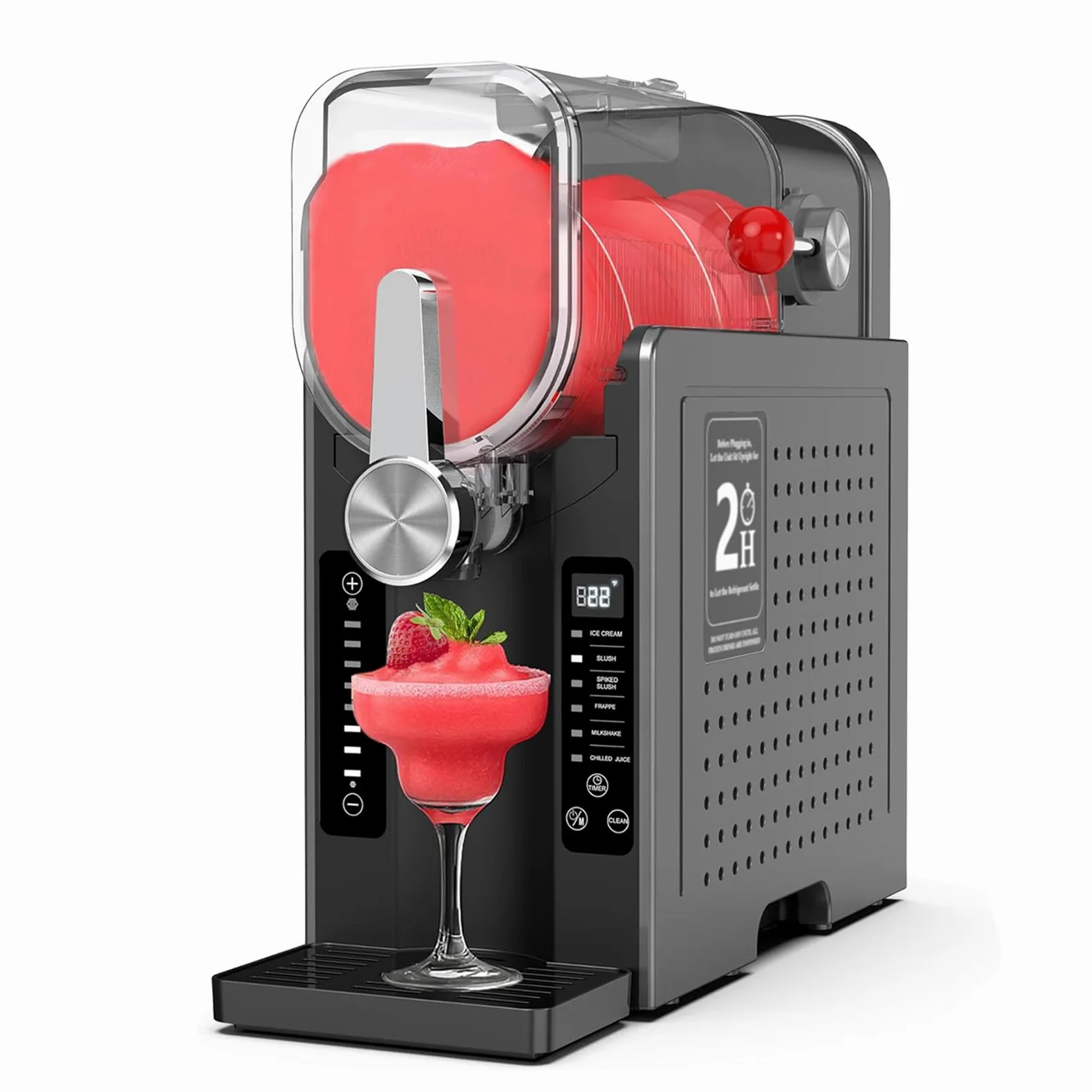 Macchina per Slushie 1,6L Macchina per Granita per Casa, Macchina Professionale per Bevande Ghiacciate, Senza necessità di Ghiaccio,Slushy Maker per Party, Frappé, Milkshake, Cocktail, Vino