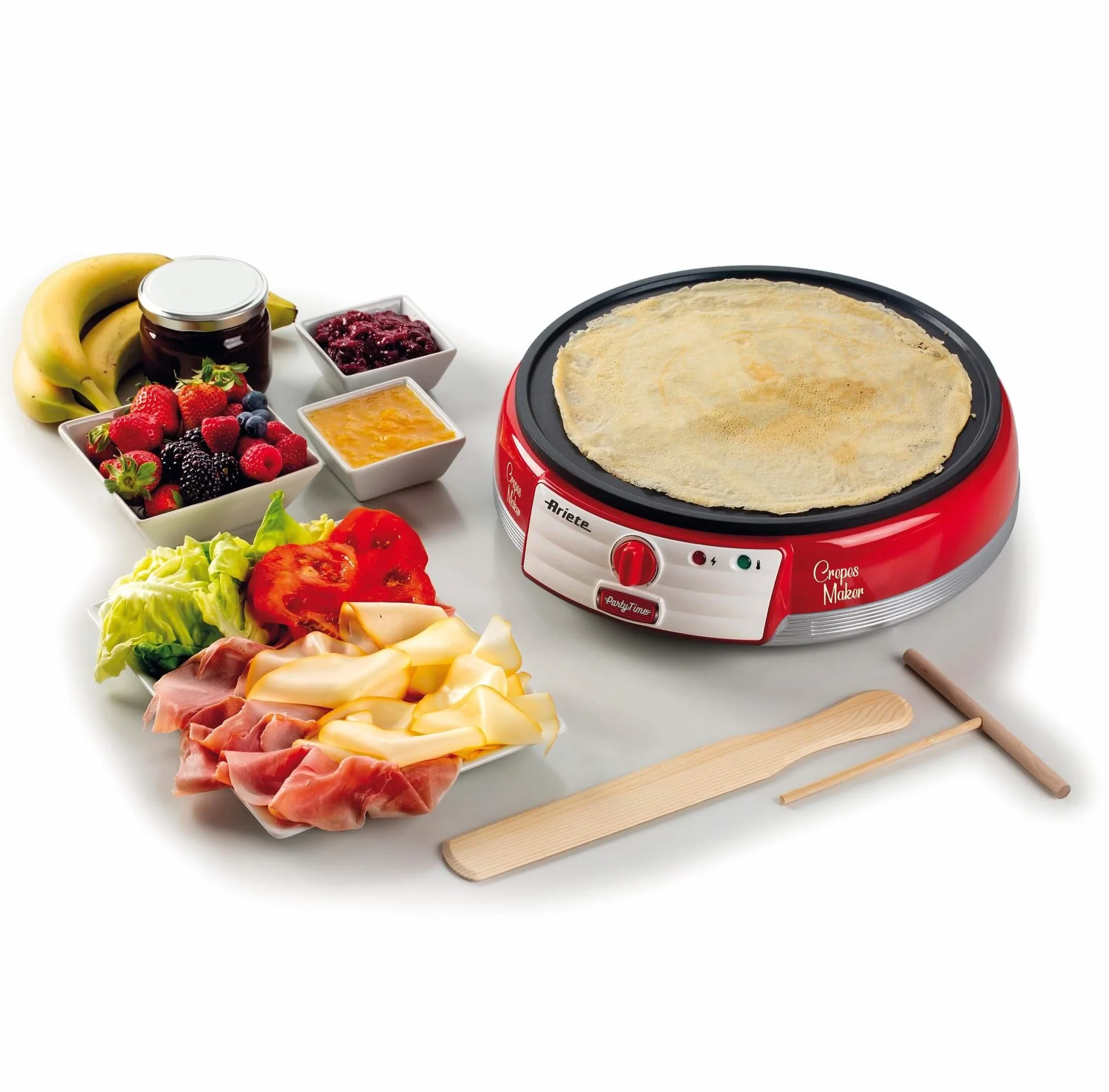 Ariete Crepes Maker Party Time 202 Crepiera Elettrica 1000W Piastra Antiaderente Rosso