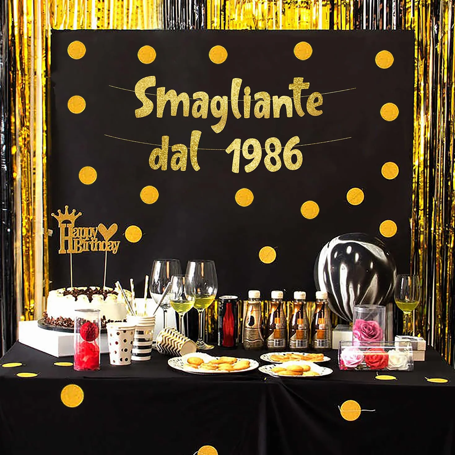 40° Compleanno Striscione "Smagliante Dal 1986" Oro Glitterato – Decorazioni Compleanno Divertenti, Gadget & Regali per Lei e Lui