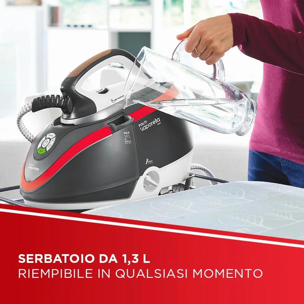 Polti Vaporella Next VN18.30, Ferro da Stiro a Vapore con Caldaia, Pressione fino a 6 Bar, Potenza 2200 W, Funzione Eco e Turbo, Autonomia Illimitata, Steam Pulse 350 g, Grigio e Rosso
