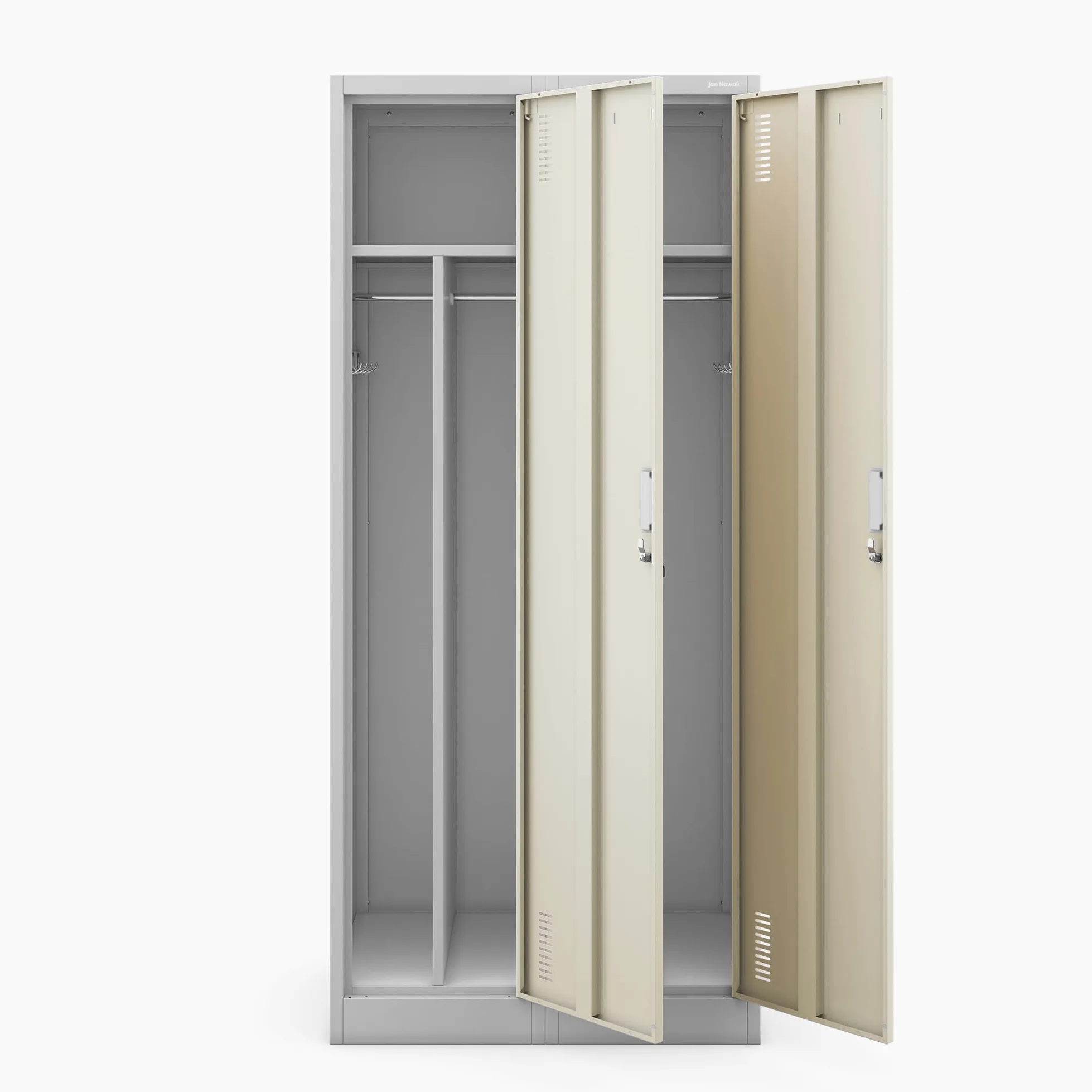 Jan Nowak armadietto spogliatoio in metallo 4 scomparti, armadio guardaroba ufficio con serratura, ventilazione, ripiani, aste appendiabiti, ganci, per dipendenti 180 x 80 x 50 cm
