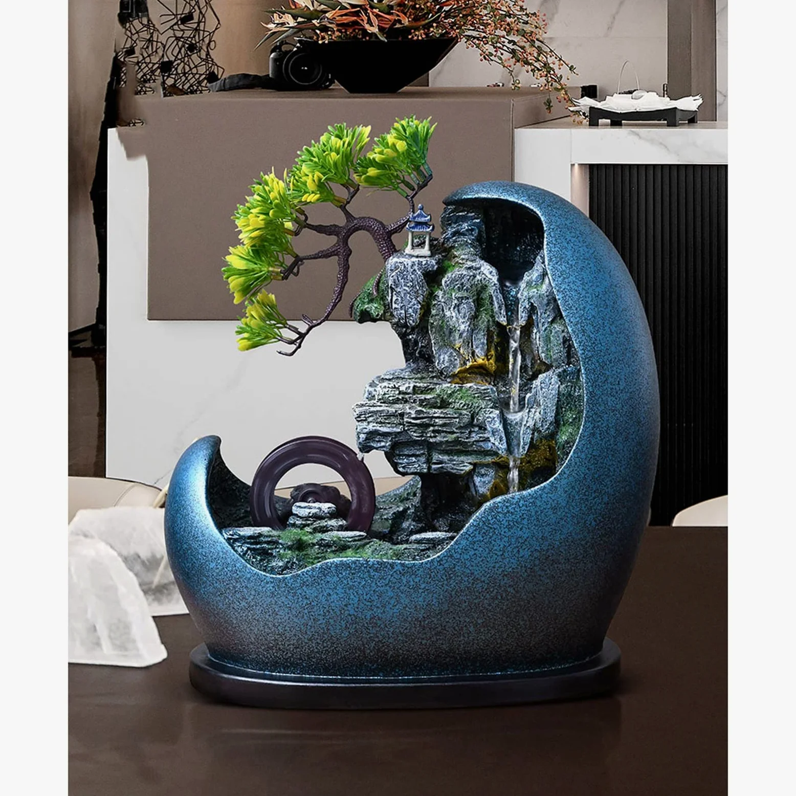 Fontana Da Tavolo Fontana D'Acqua Da Tavolo Con Design Bonsai Artificiale Cascate Da Interno Fontane Decorative Feng Shui Fontana Da Tavolo Con Pompa Automatica I Migliori Regali Per La Casa Per Amic