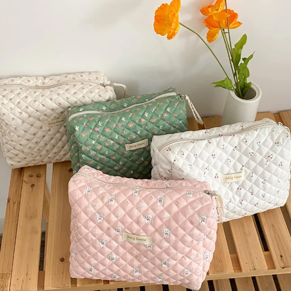 Aucuu Borsa da Toilette da Viaggio Beauty Case Floreale Trucco Organizer per Cosmetici