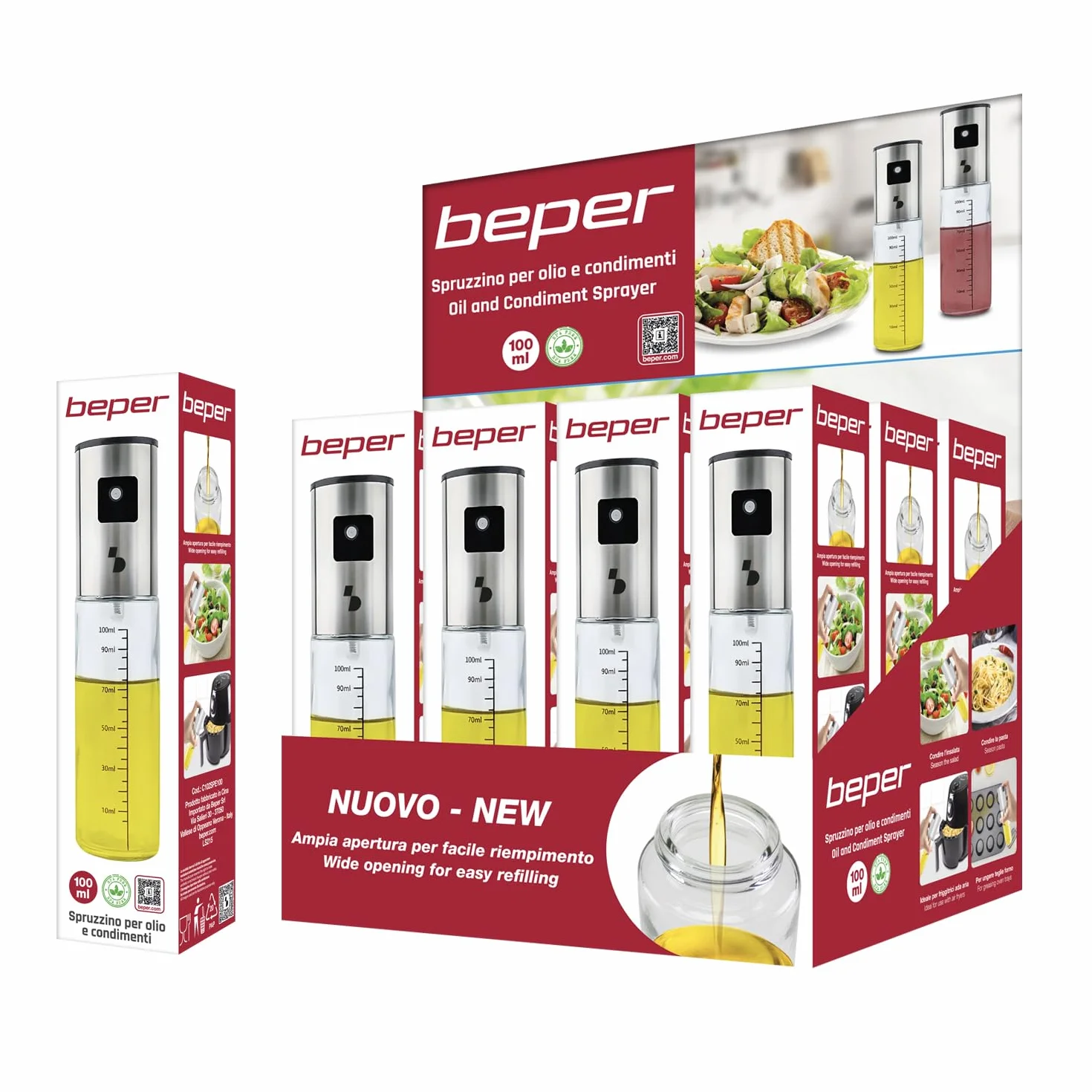 BEPER C102SPE100 Spruzzino Olio per Friggitrice ad Aria 100 ml, Nebulizzatore Olio Alimentare BPA Free