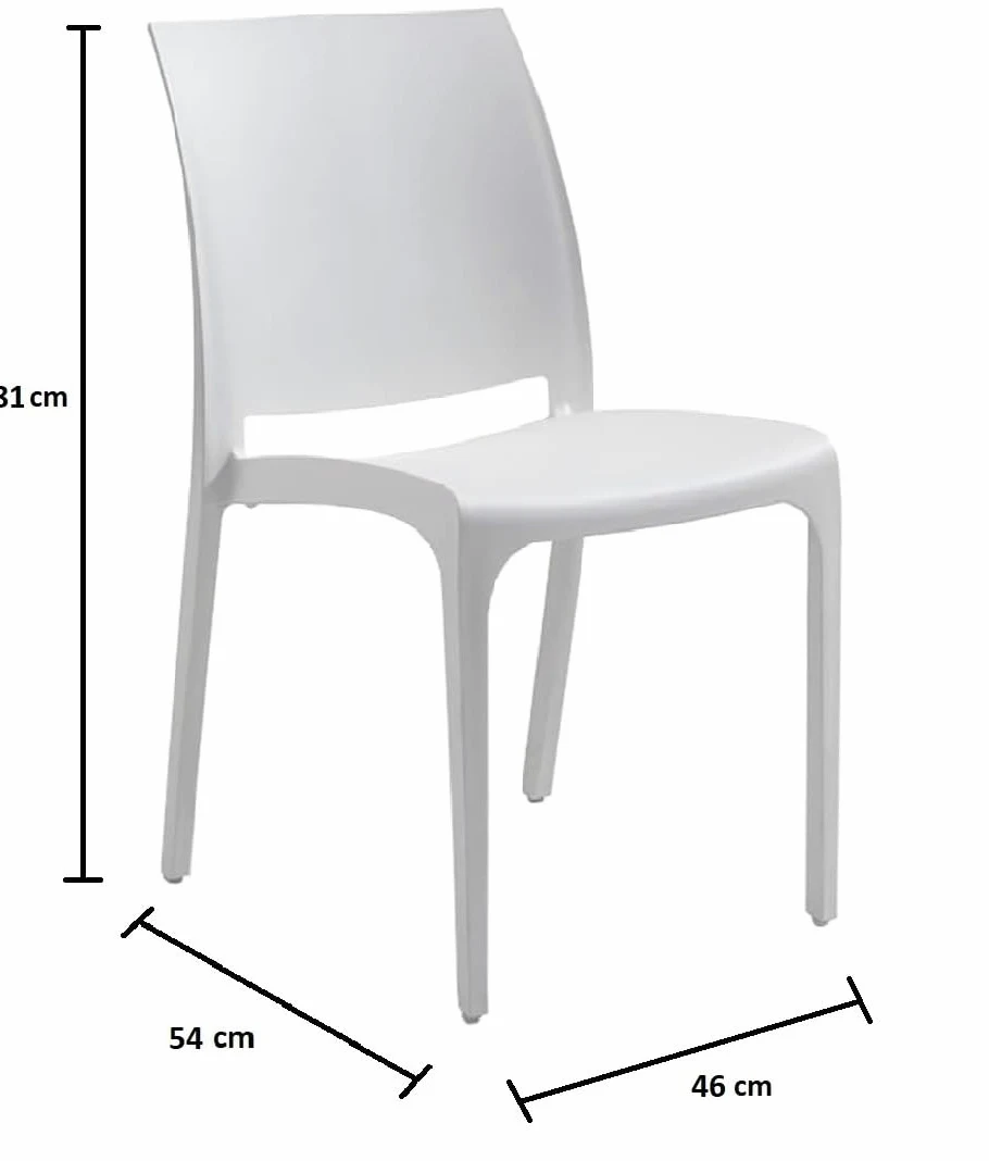 GLOUPIE Set 4 Sedie Volga In Polipropilene Bianco, Impilabili, Dimensioni 54 x 46 x 81 Cm, Peso 3,5 Kg,Per Interno Ed Esterno, Made In Italy, Sedia Impilabile