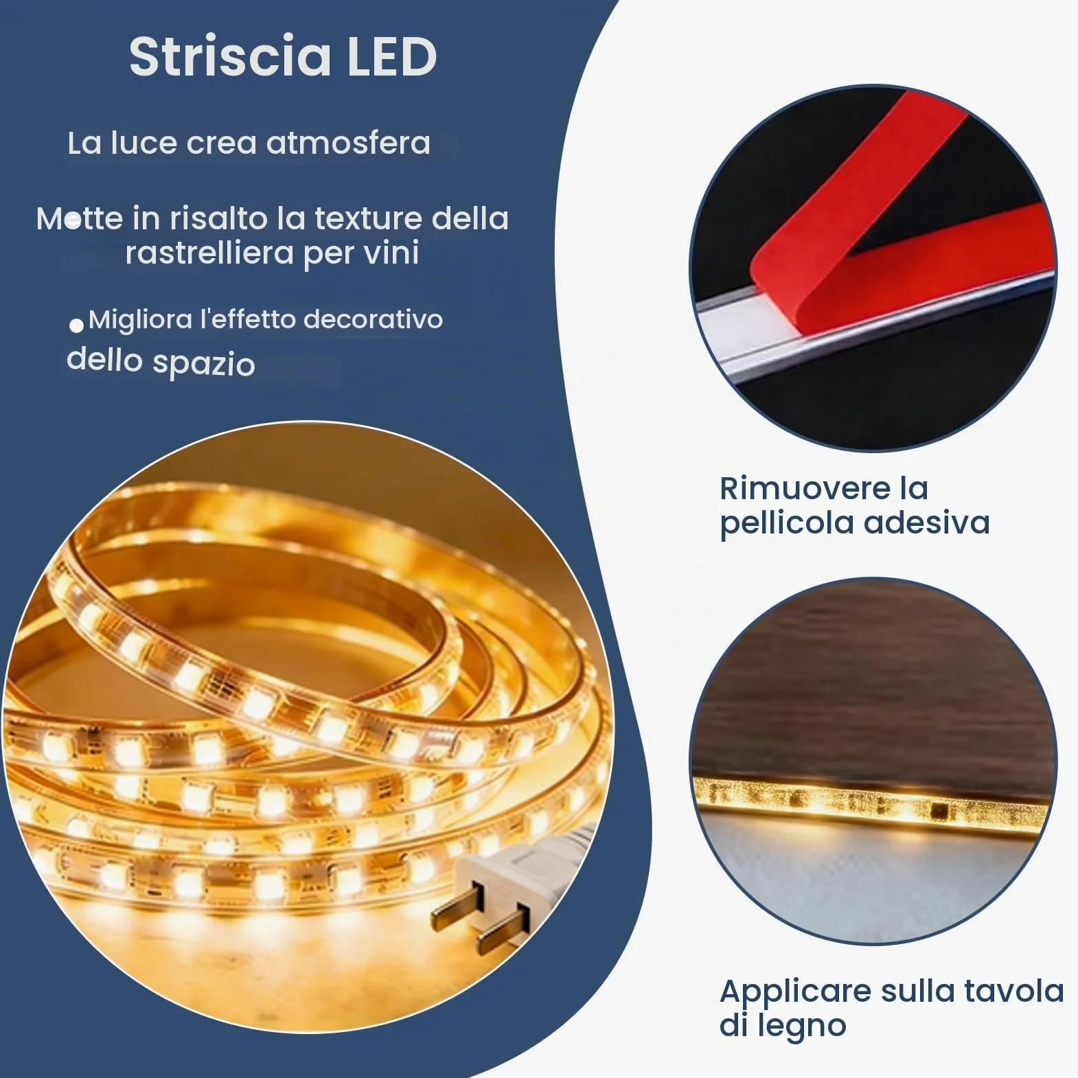 140cm Portabottiglie da Parete con luce LED, Metallo Porta Bottiglie Vino Con Portabicchieri, Grande Espositore per Bottiglie di Vino, Per Bar Domestico, Sala da Pranzo