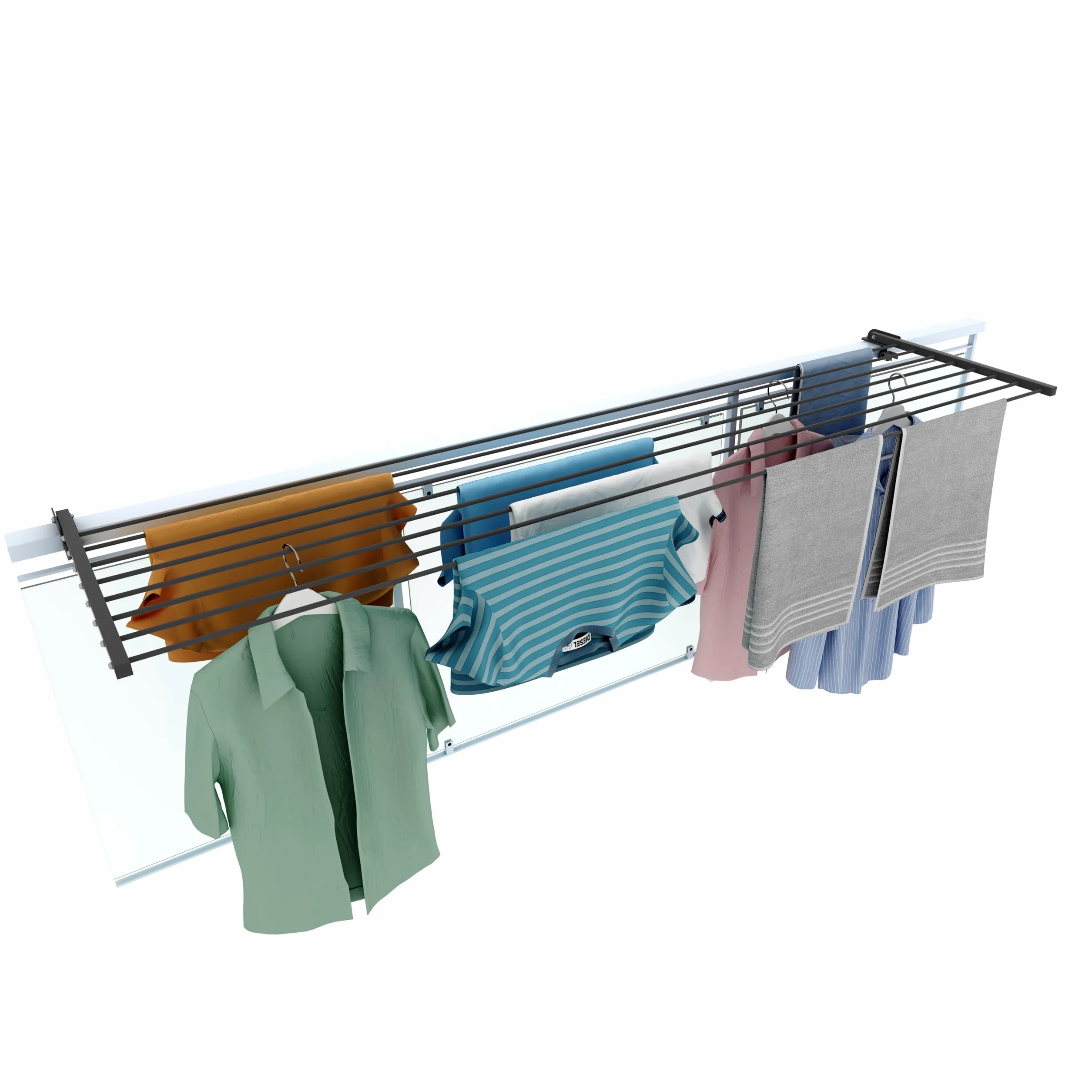 foxydry Stendino da Balcone Ribaltabile Stendibiancheria da Ringhiera Acciaio inox alluminio Duo 202 cm Antracite