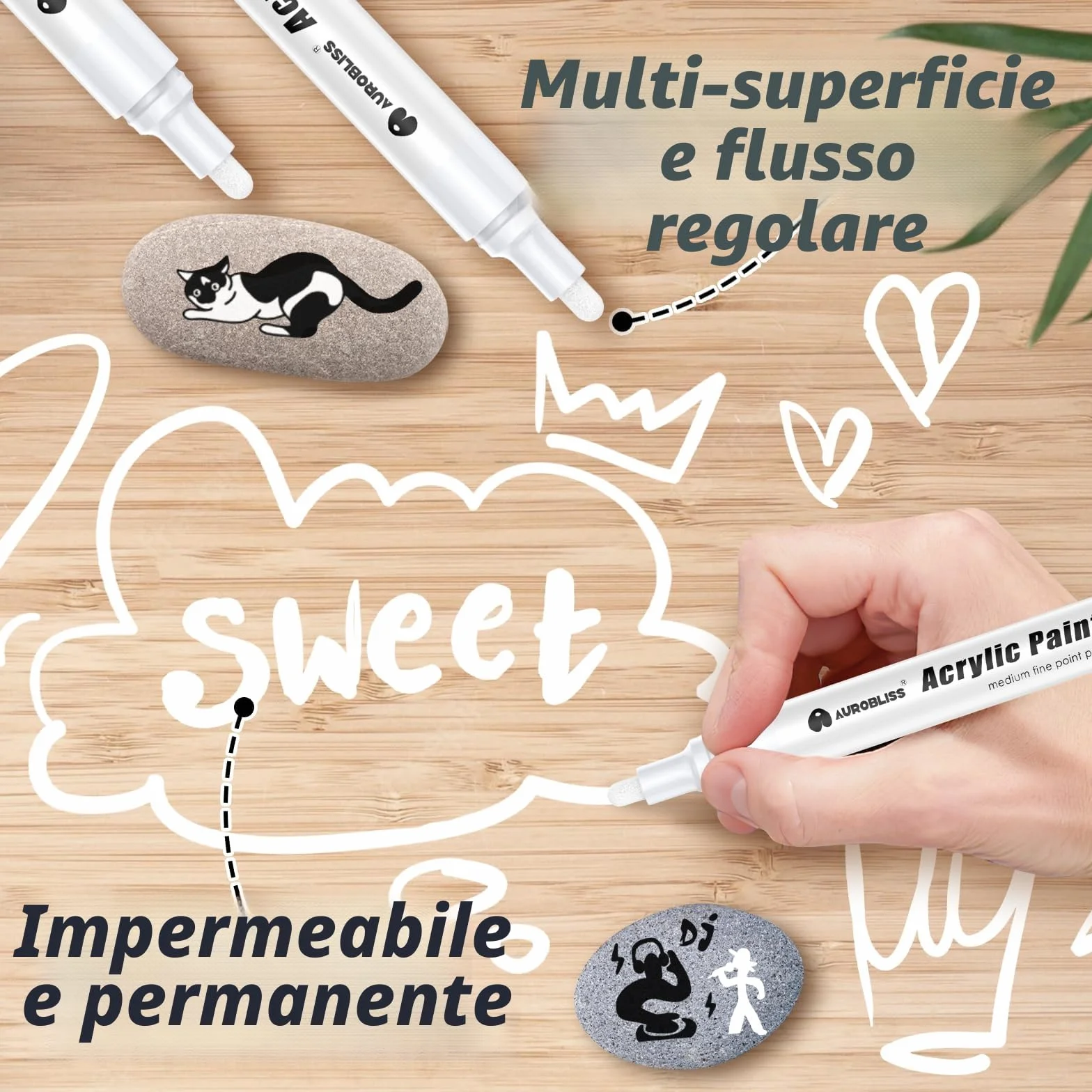 Pennarello Bianco Acrilico 2-3mm 8 Pezzi, Pennarello Indelebile Bianco per Pneumatici Plastica Vetro Metalli Legno Sassi Kit