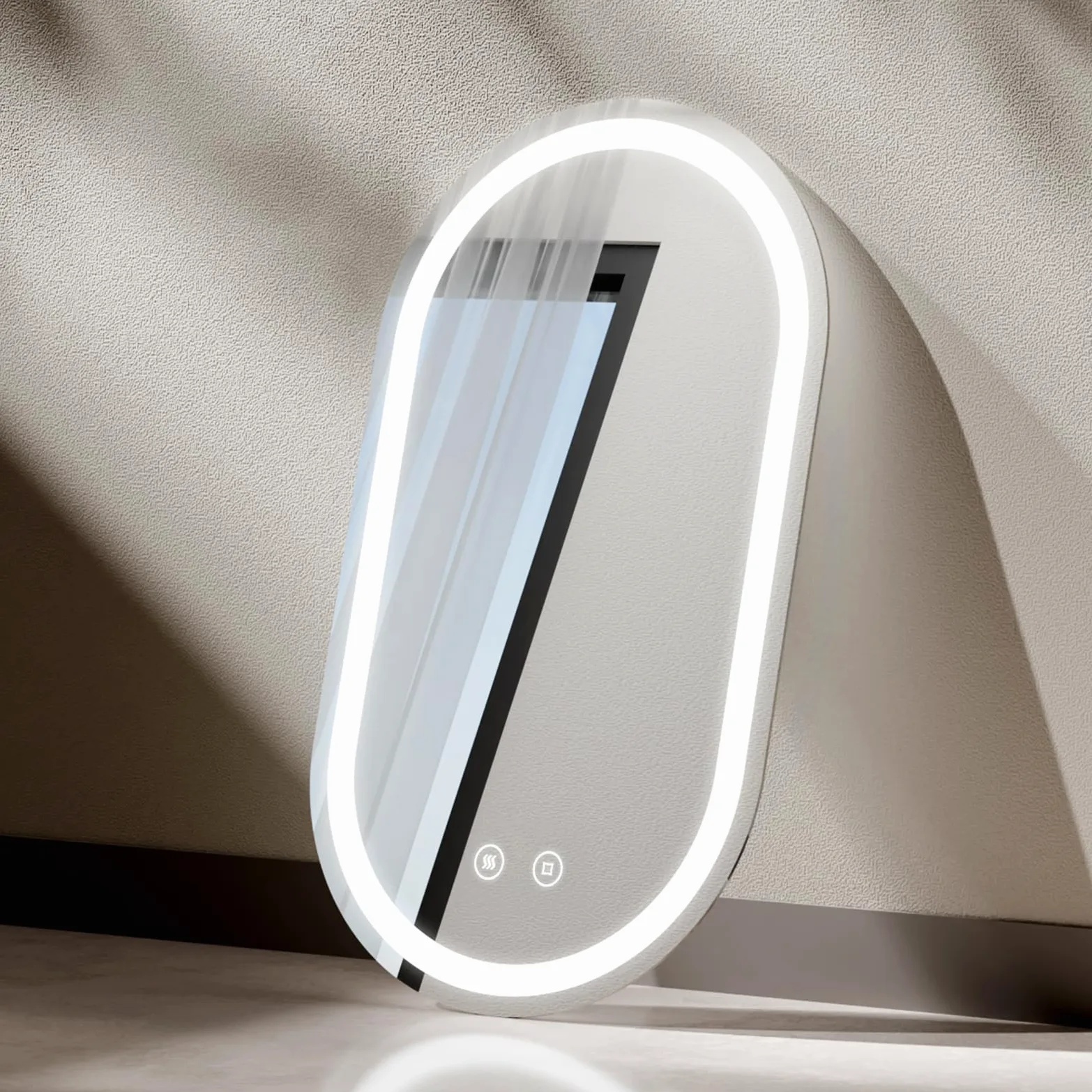 EMKE Specchio LED Bagno 50x90cm, Specchio Bagno Ovale con Interruttore Tocco, 3 Colori Luce Dimmerabile, Anti-appannamento, Funzione Memoria, Spegnimento Automatico Dopo 3 Ore