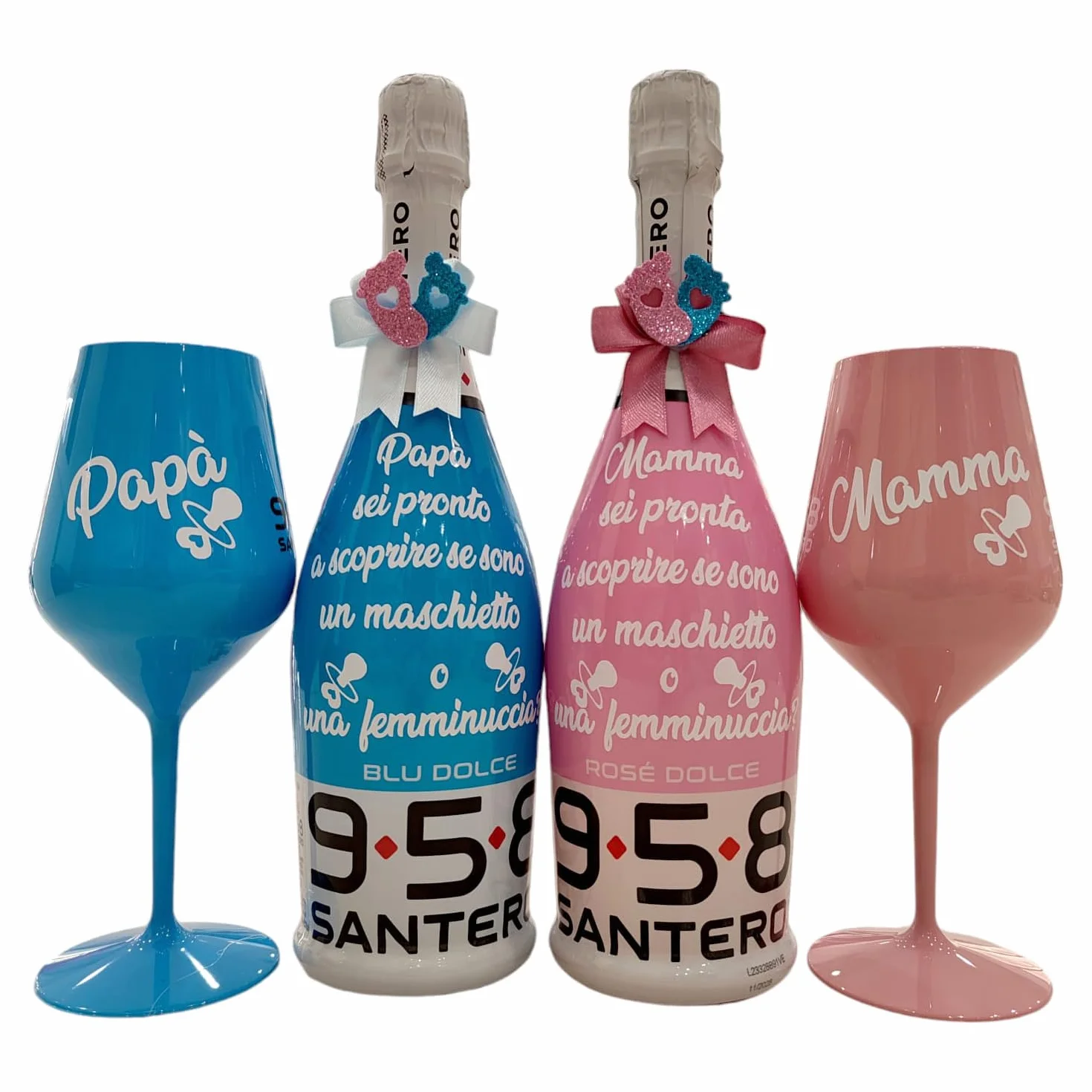 BOTTIGLIA Spumante e Bicchiere Personalizzabili San Valentino Anniversario Proposta di Matrimonio Laurea Compleanno Natale