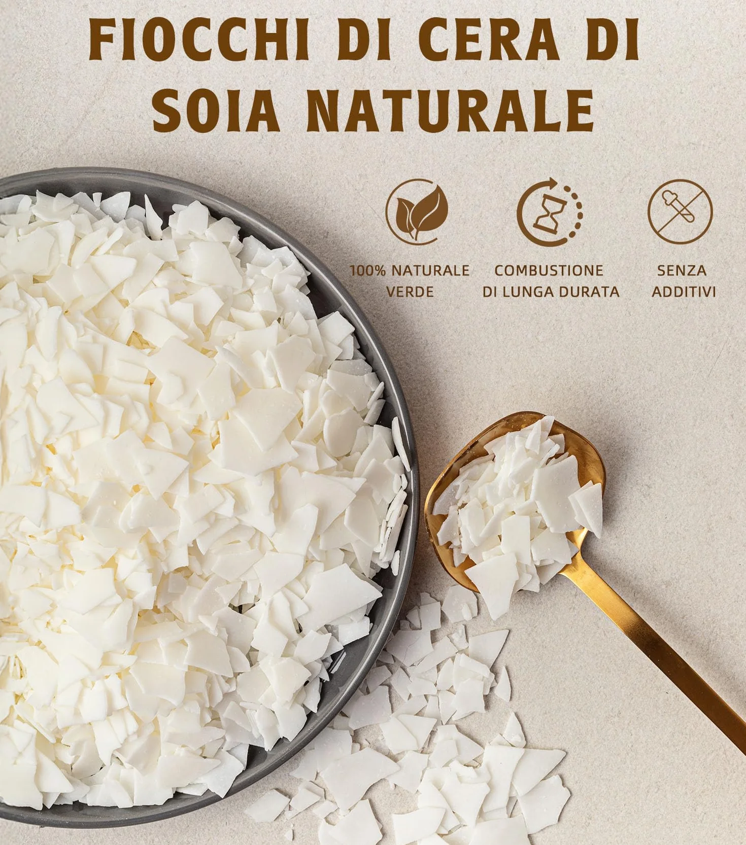 Cera di Soia Fiocchi per Candele 5KG, Premium Natural Cera per Candele Fai da Te