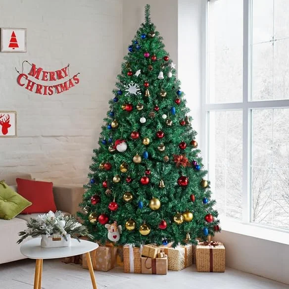 Yaheetech Albero di Natale 219 cm Artificiale Automatico Folto Realistico 1446 Rami Incernierati Supporto in Metallo Pieghevole Decorazioni per Casa Negozio
