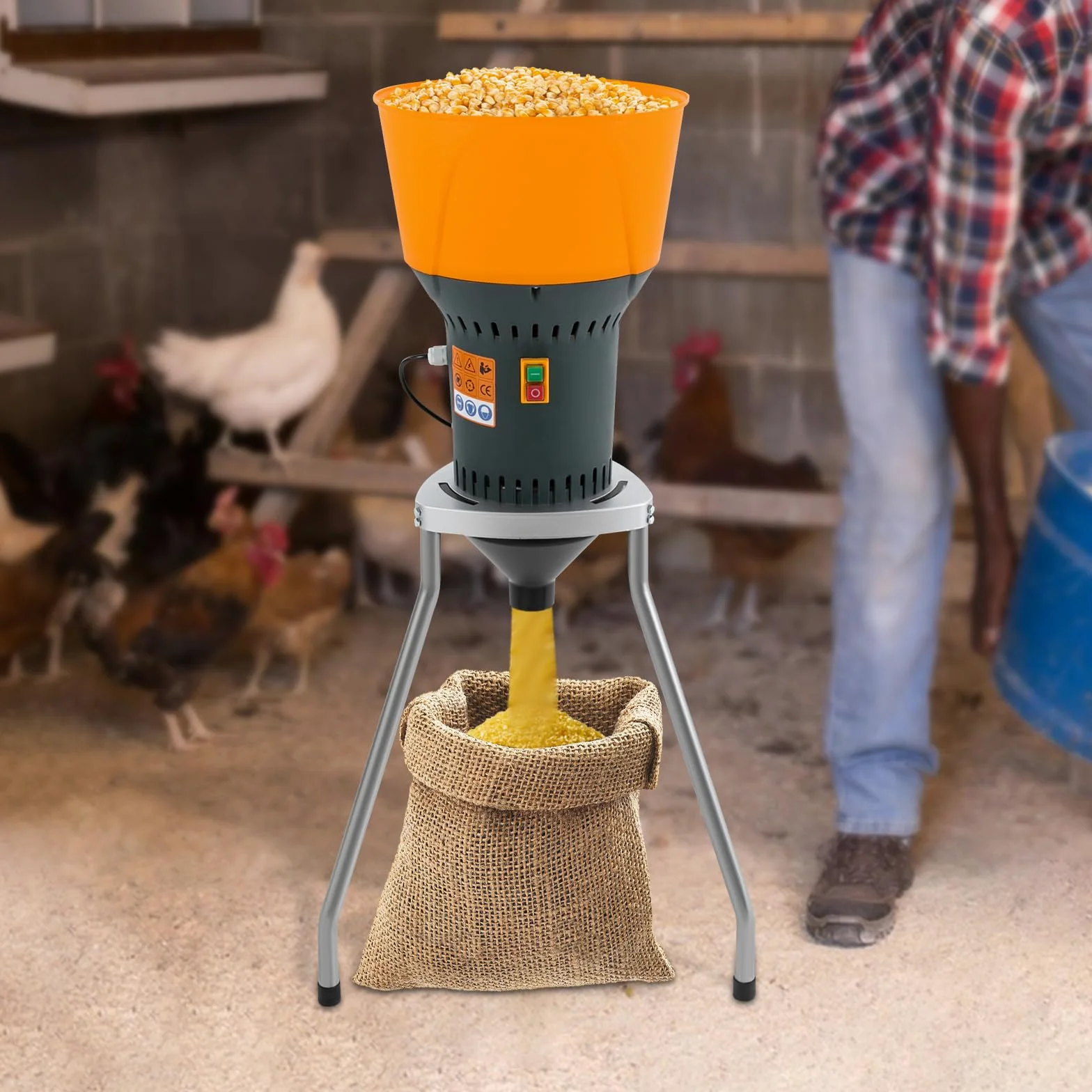Macinino elettrico per cereali con 5 setacci, 50 l, macinino elettrico per grano secco, mais, riso e spezie, 1300 W, 220 V