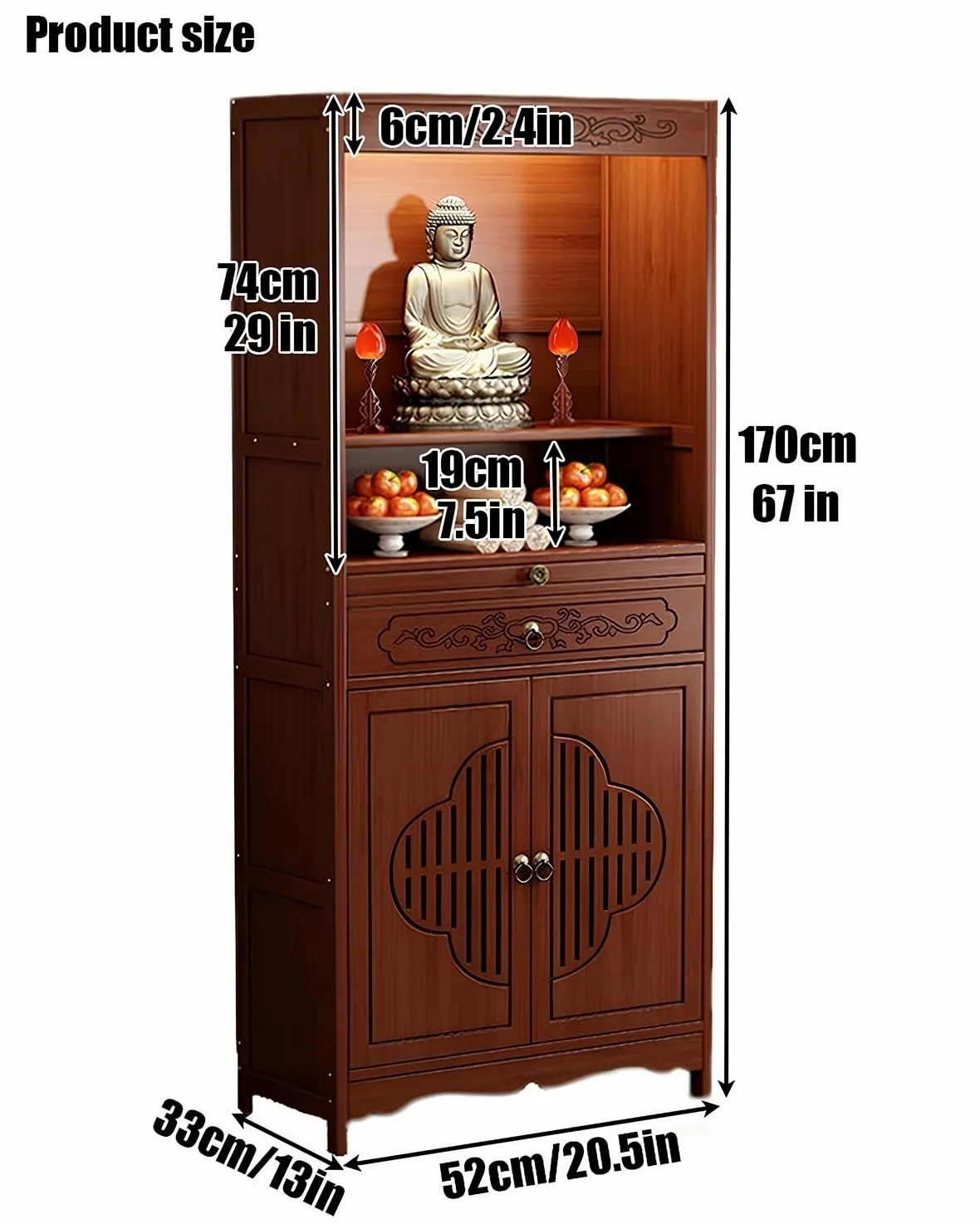 Mobile Altare, Tavolo Altare Per Meditazione, Altare Buddista, Cinese Con Piedistallo E Tavolo Per Offerte(52cm/20.5in)