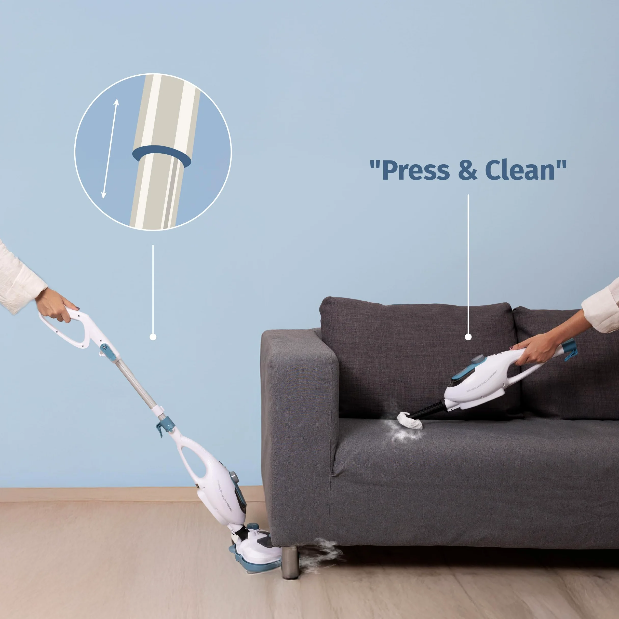 Di4 SteamClean Multi 12 ProMax, Lavapavimenti a Vapore Multifunzione 12 in 1, 1500W, Elimina 99,9% di Virus e Batteri, Scopa Vapore ECO, Steam Cleaner per tutta la casa, Pulitore Vetri, Pulisci Divano