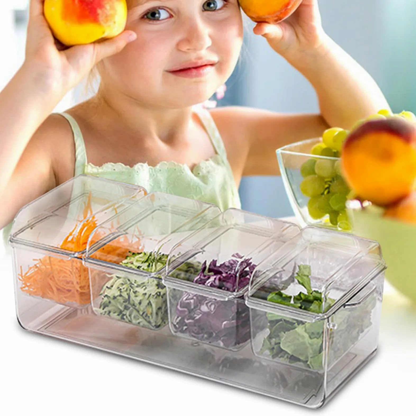 Vassoio per condimenti refrigerati – C Ice Platter con cartoni rimovibili, perfetto per feste, compleanni e vacanze, design trasparente per freschezza