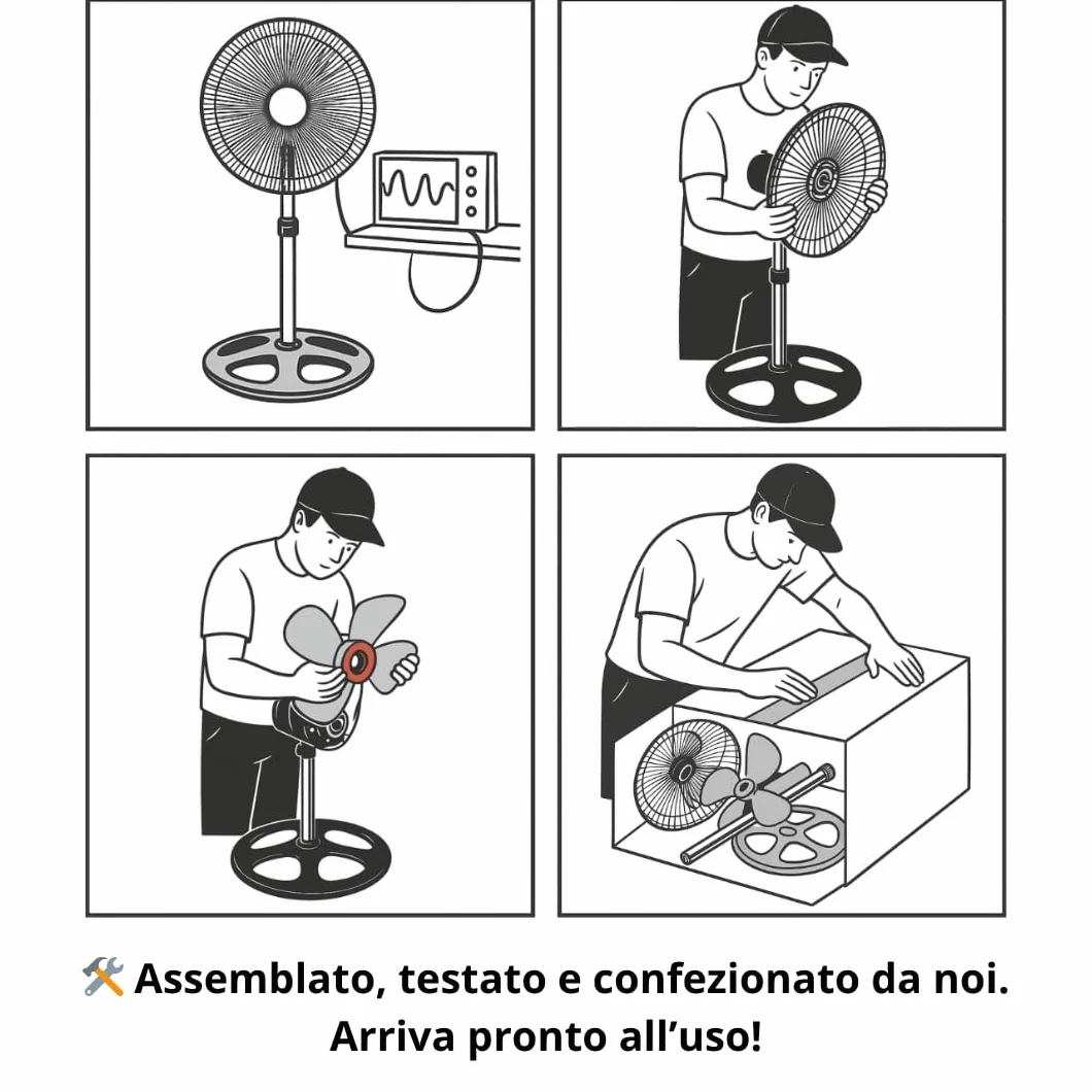 MAKA Ventilatore a Piantana Potente, Ventilatore Metallo 5 Pale, 75W, Basso Consumo, Oscillazione Orizzontale, Ventilatore da Terra Industriale Diametro 50cm, Regolabile Altezza Max 130 cm 3 Velocità