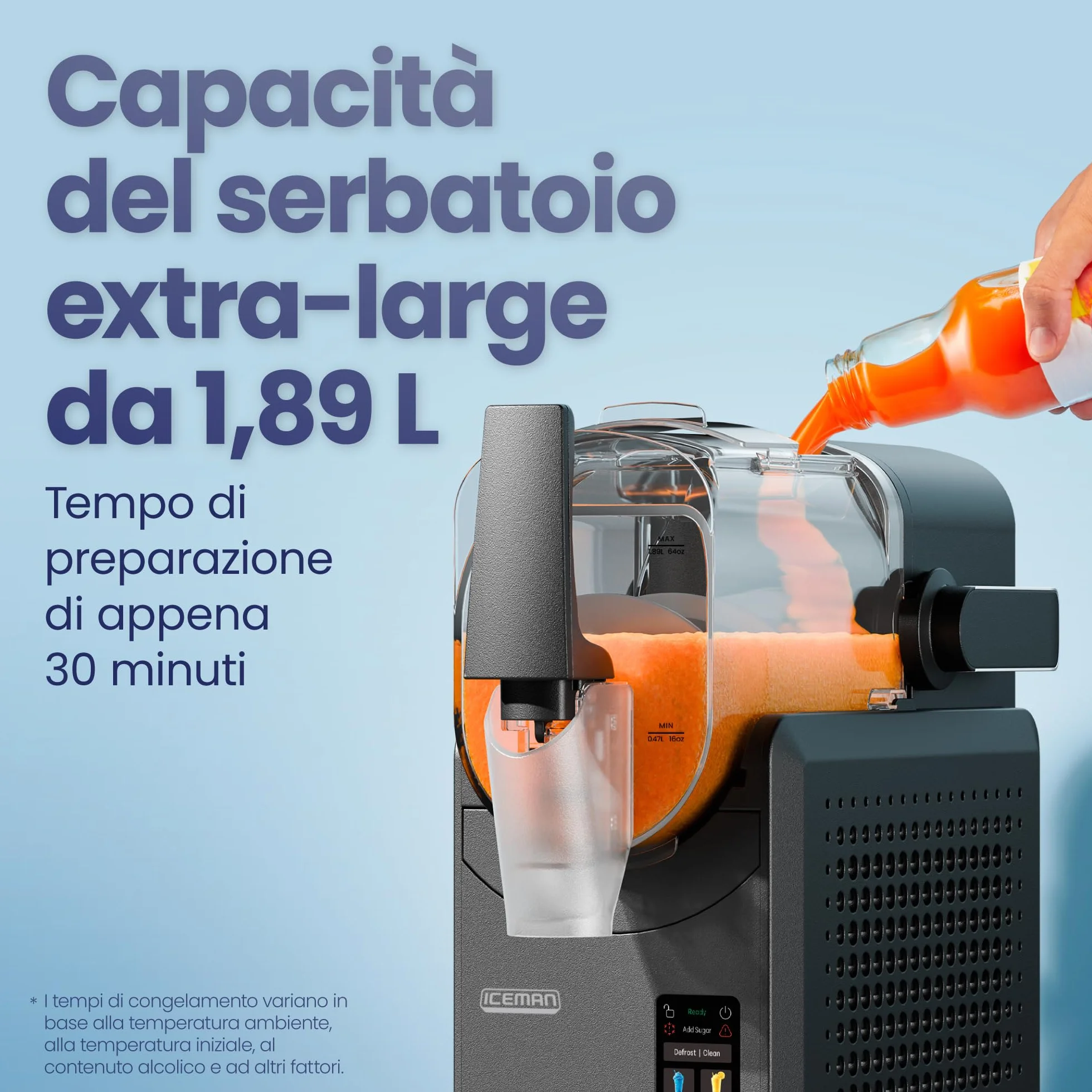 Iceman Macchina per Granita 1,89L 5 Preset Touch Nera
