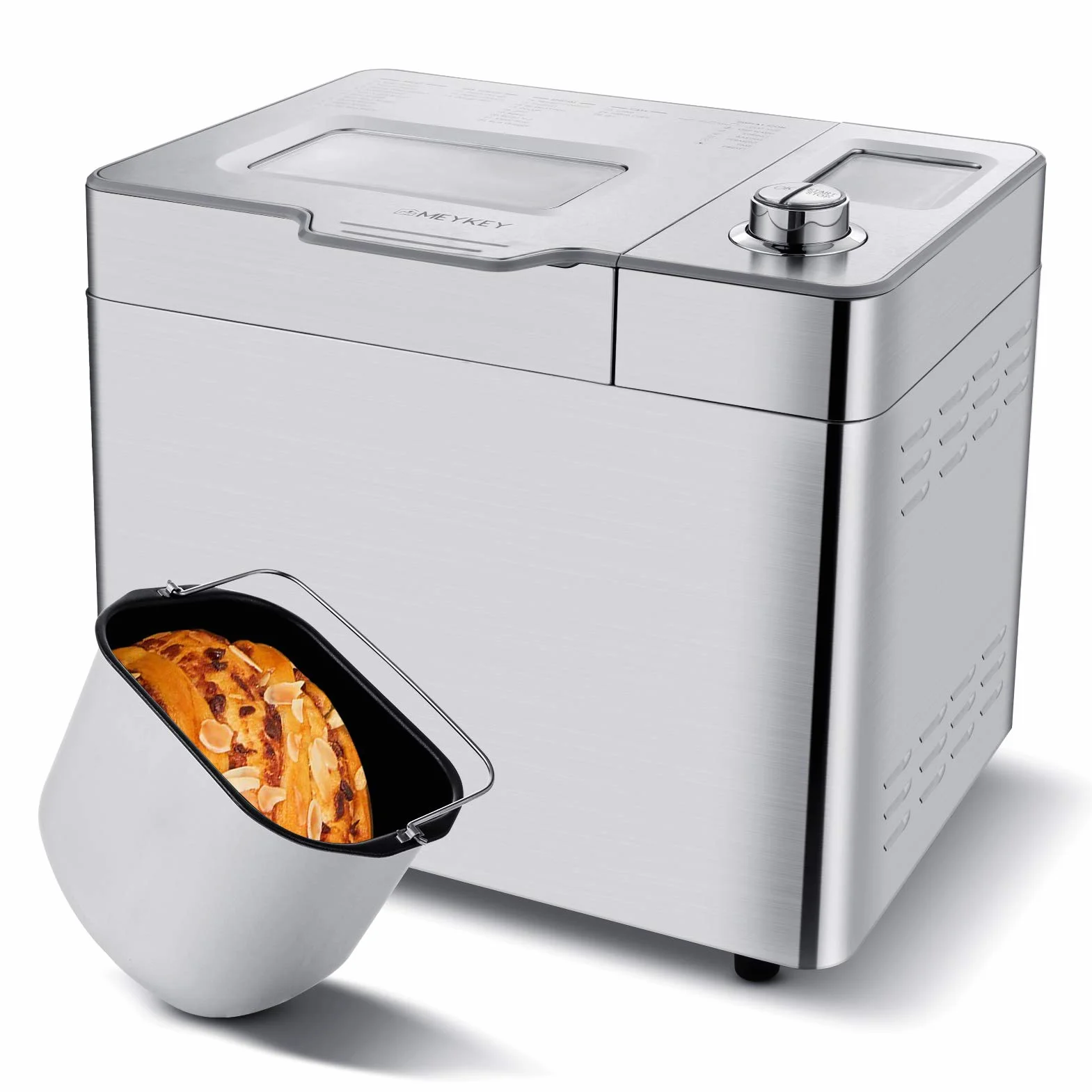 COOCHEER Macchina per il pane in Inox con 25 programmi di cottura, 3 colori da forno e 3 livelli di doratura, 550 W