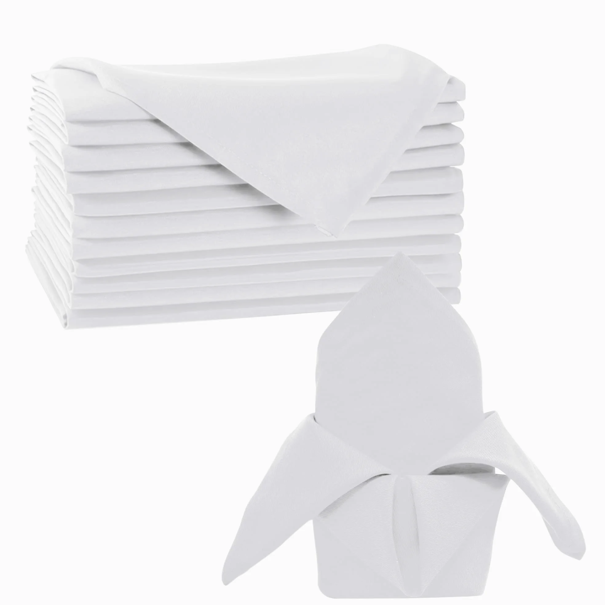 Trimming Shop Tovaglioli di stoffa bianchi, 100% poliestere filato, 50 x 50 cm, resistenti alle macchie, durevoli, lavabili in lavatrice, riutilizzabili, per feste e decorazioni natalizie (100 pezzi)