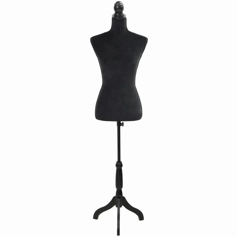 vidaXL Busto Sartoriale Donna Nero in PE Manichino con Supporto Espositore