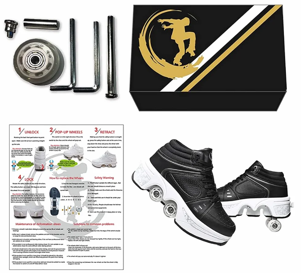 Pattini a rotelle regolabili con ruote LED luminose per scarpe sportive